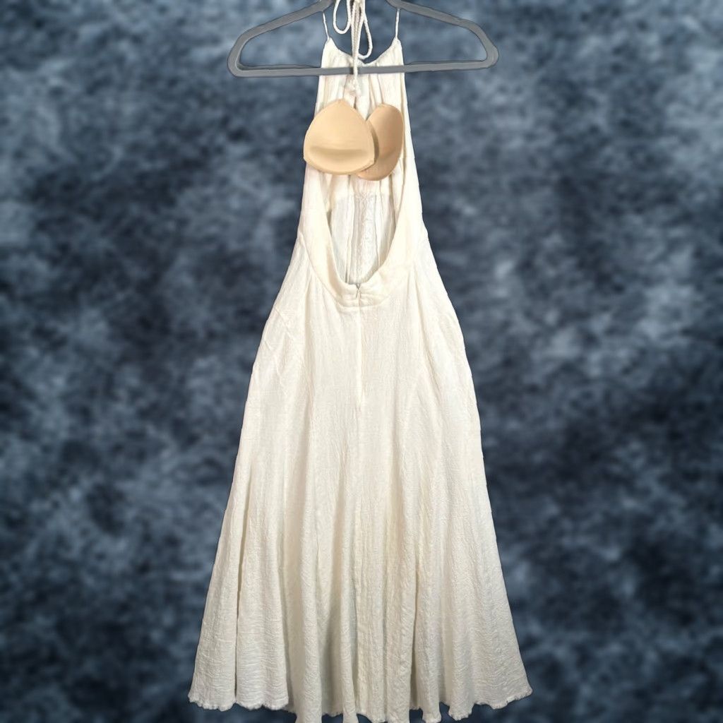 Vintage Rue Mariscal Maxi Dress Ivory Halter Cotton Embroidered Sleeveless Bohemian 2-4 Women Size 2-4 Summer Vintage? (No N/A) Size XS / US 0-2 / IT 36-38 - 1 Thumbnail