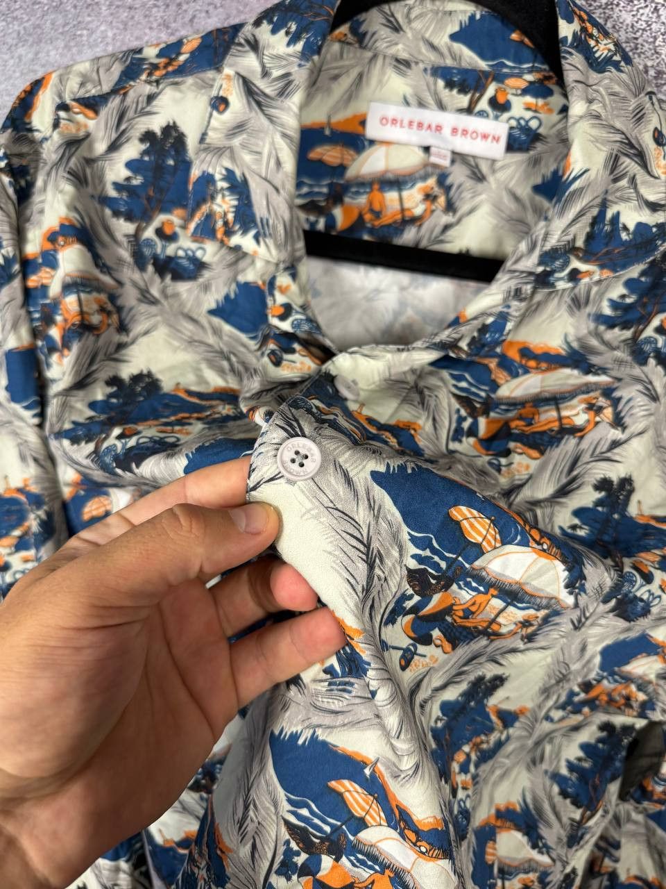 Orlebar Brown Orlebar Brown Shirt Men's Large Alloy Aqua Giles Print Size US L / EU 52-54 / 3 - 7 Thumbnail