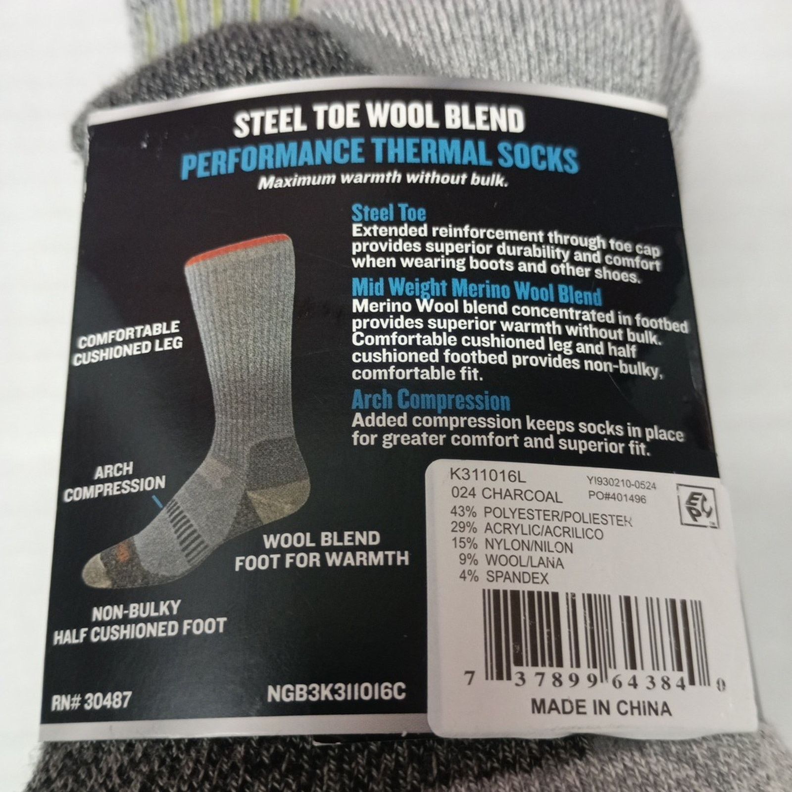 Dickies Dickies Wool Blend Thermal Crew Socks Men's Size 6-12 Gray Size ONE SIZE - 4 Thumbnail