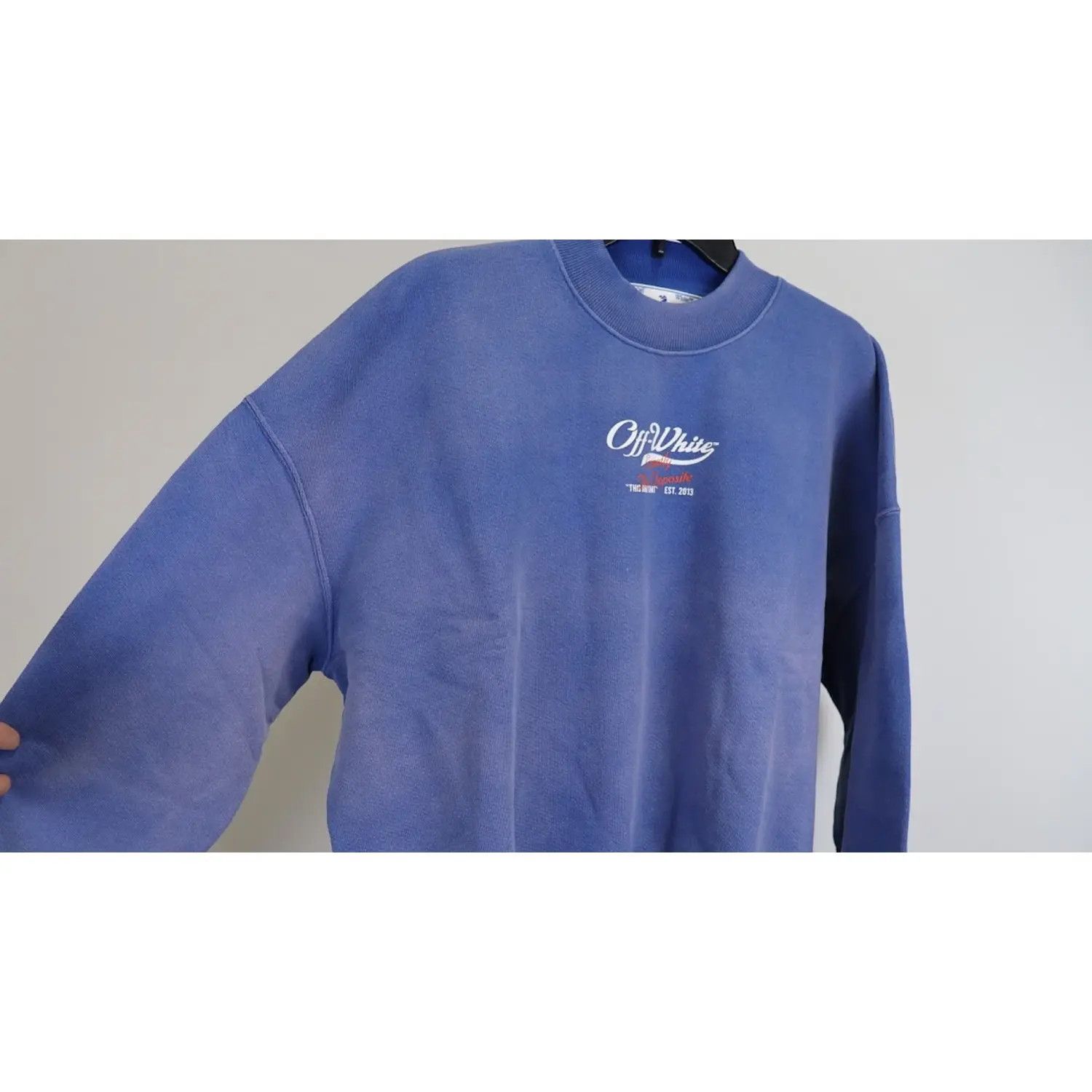Off-White o1gr1nt1124 Wave Off Boxy Crewneck Sweatshirt Purple/White Size US XS / EU 42 / 0 - 6 Thumbnail