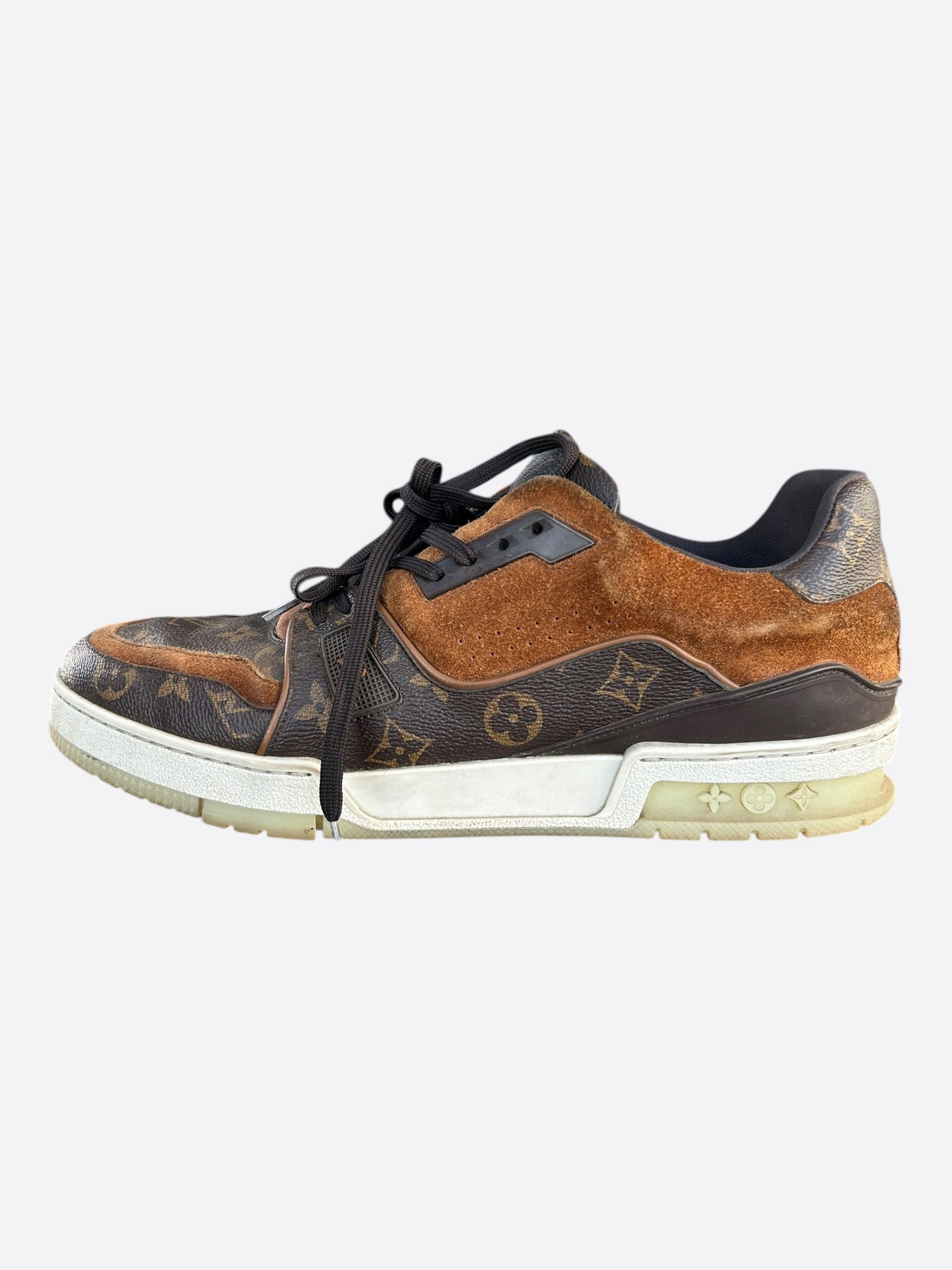 Louis Vuitton Louis Vuitton Brown Suede Monogram Trainers Size US 11 / EU 44 - 3 Thumbnail