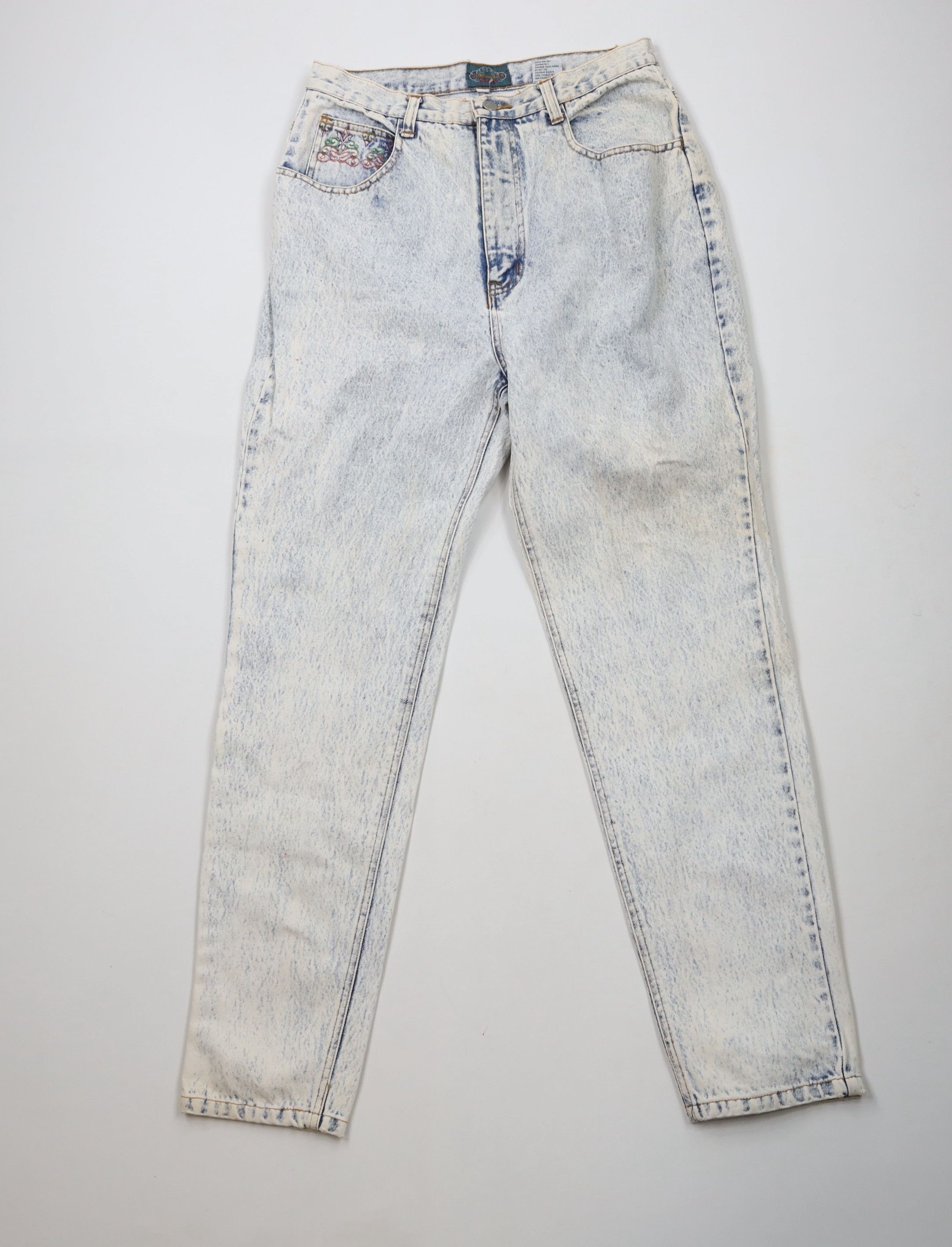 Vintage Vintage 90s Streetwear Acid Wash Embroidered Flower Jeans Size 38" / US 16 / IT 52 - 1 Thumbnail