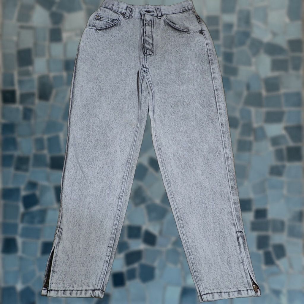 Lee VINTAGE Lee Riders Gray Acid Wash Mom Jeans 10 Womens 27x25 High Waisted 80s Union Made USA Size 32" / US 10 / IT 46 - 1 Thumbnail