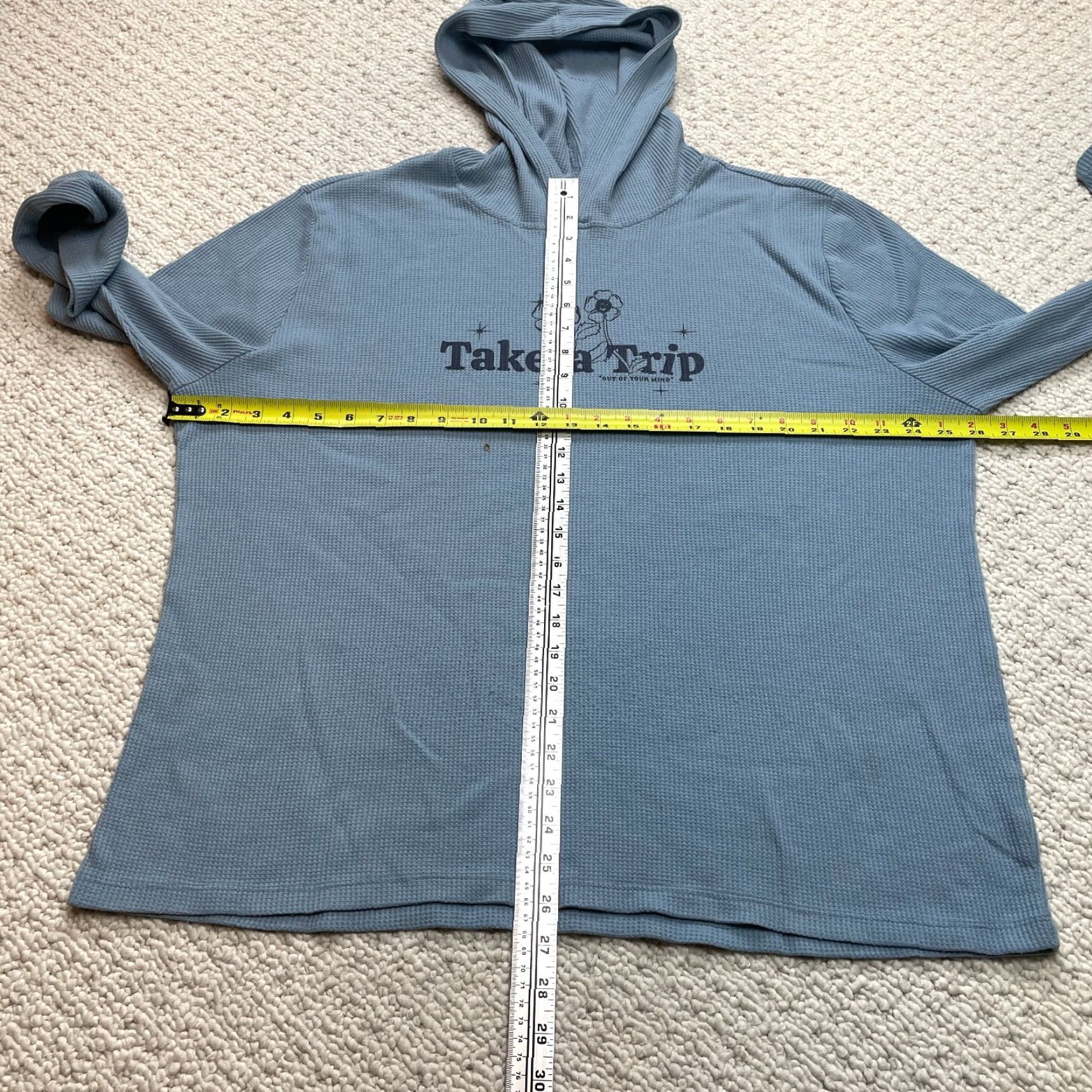 Logo 7 VINTAGE 4th Dimension Hoodie Sweatshirt Womens XL Pullover Take a Trip Logo Waffle Knit Blue Size XL / US 12-14 / IT 48-50 - 4 Thumbnail