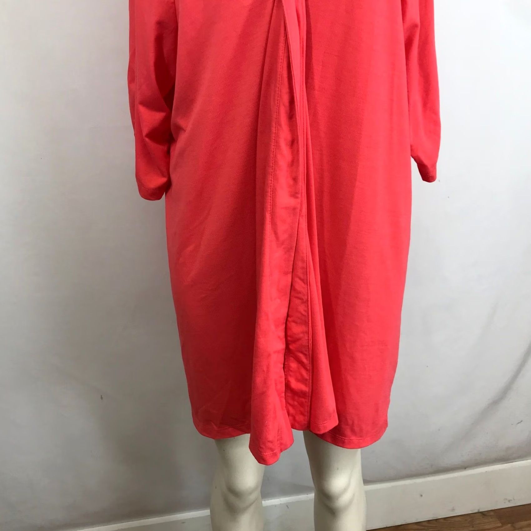 Vintage Catherines Coral Open Front Drape Cardigan Kimono Duster 2X Size XXL / US 16-18 / IT 52-54 - 3 Thumbnail