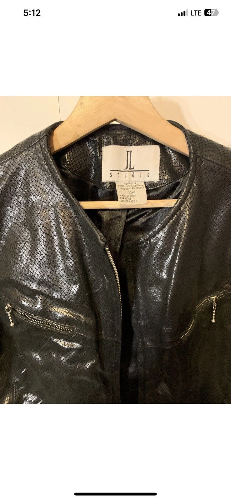 Other JL Studio Womens Sz 14W Black Leather Jacket Size XL / US 12-14 / IT 48-50 - 3 Thumbnail