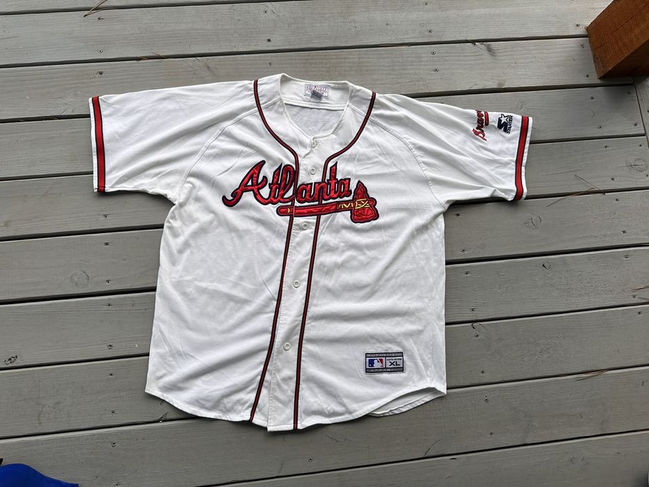 Vintage Starter Atlanta Braves Jersey Size XL Green Button Front STAINED