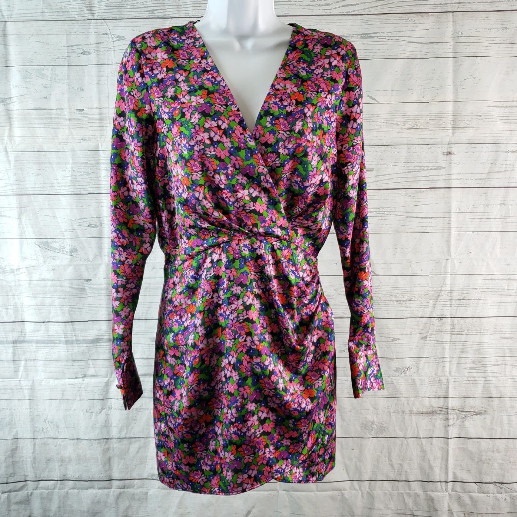 Zara Zara Womens Mini Dress Purple Floral Long Sleeve V-Neck Size Small Sz S Size S / US 4 / IT 40 - 2 Thumbnail