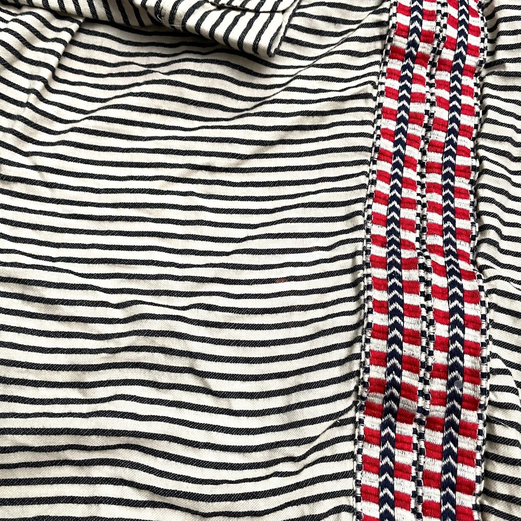 J.Crew J.Crew Embroidered Peasant Blouse Womens 00 Black Ivory Striped Casual Size XXS / US 00 / IT 34 - 4 Thumbnail