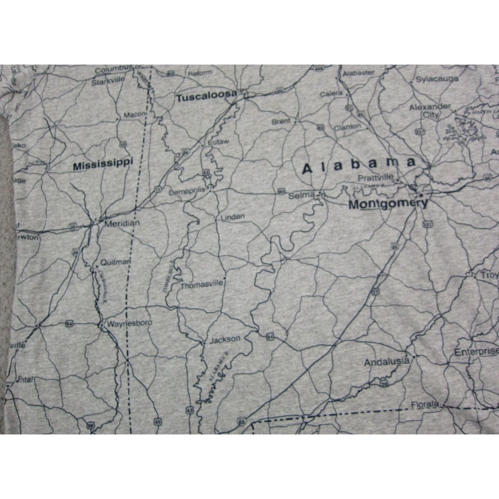 Vintage VINTAGE State of Mine Alabama Shirt Men Gray Large Map All Over Print 90s Size US L / EU 52-54 / 3 - 3 Thumbnail
