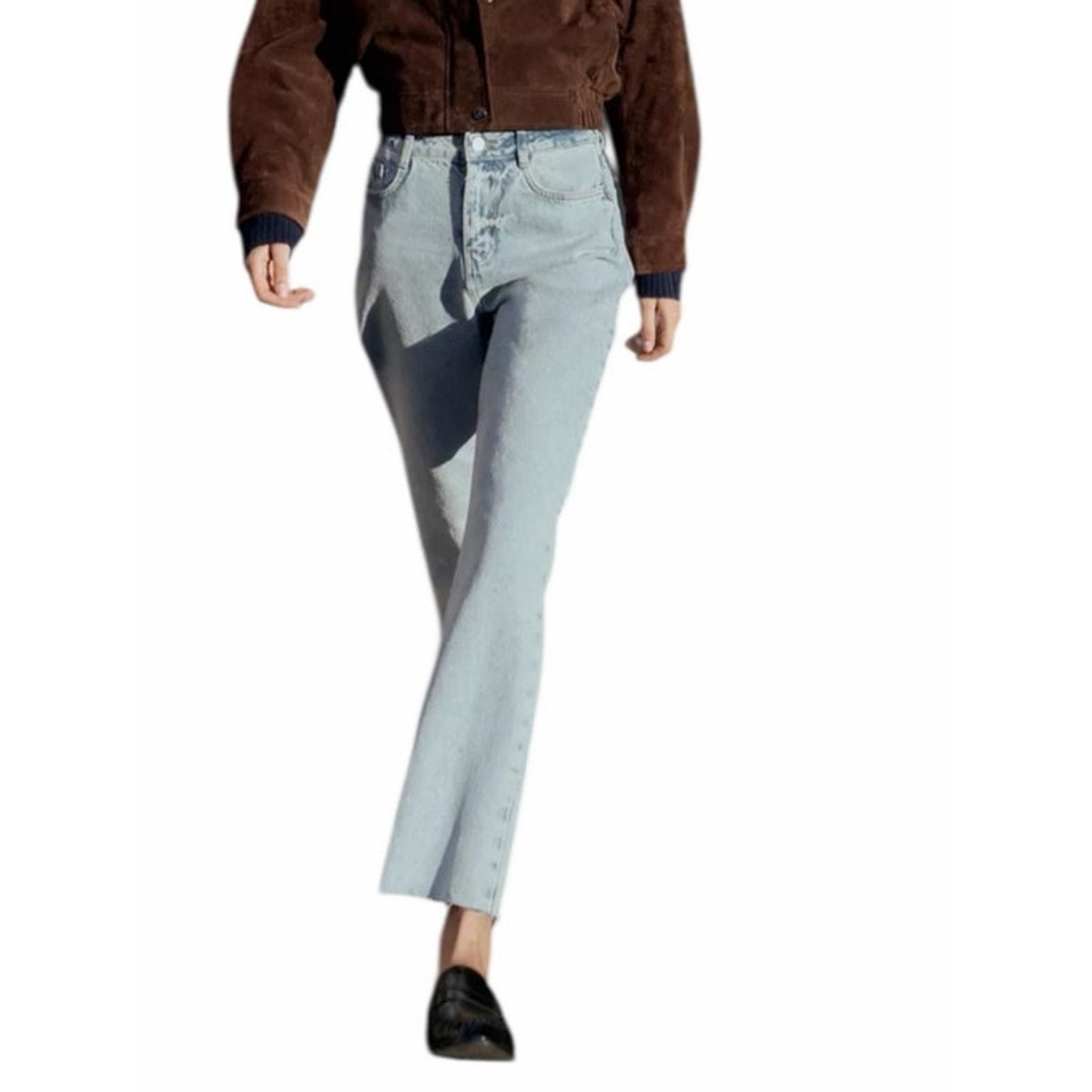 Zara Blue High Waist Straight Ankle Rigid Pocketed Cotton Jeans Size 27" / US 4 / IT 40 - 3 Thumbnail