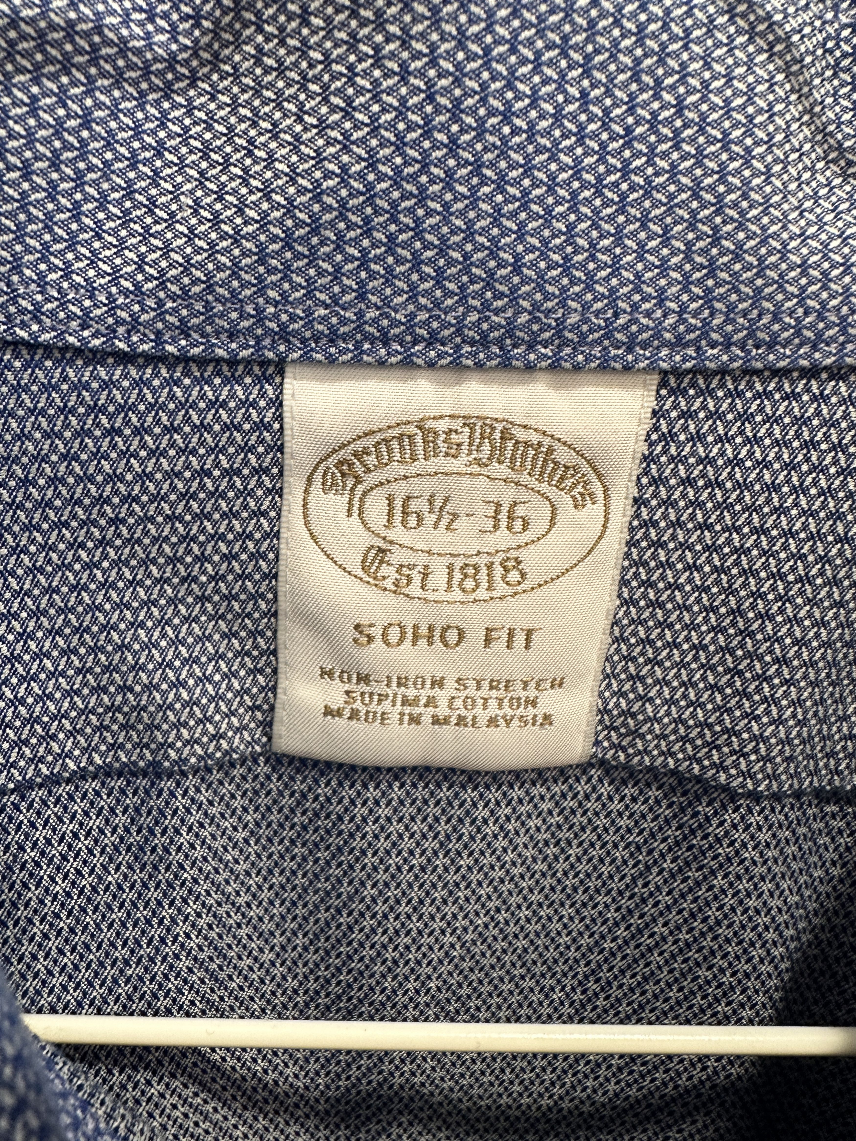 Brooks Brothers Supima Cotton Soho Fit Dress Shirt Size US L / EU 52-54 / 3 - 3 Thumbnail