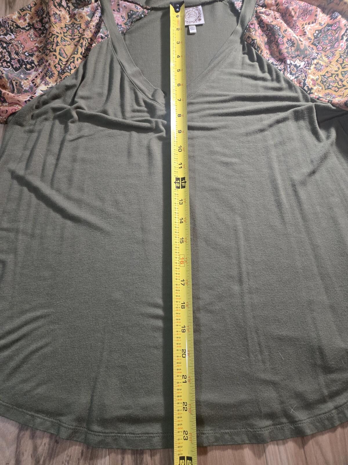 NBDN Nobrandedon WMS SZ L Olive Green Top Patterned Puff Sleeves Bohemian Size L / US 10 / IT 46 - 5 Thumbnail