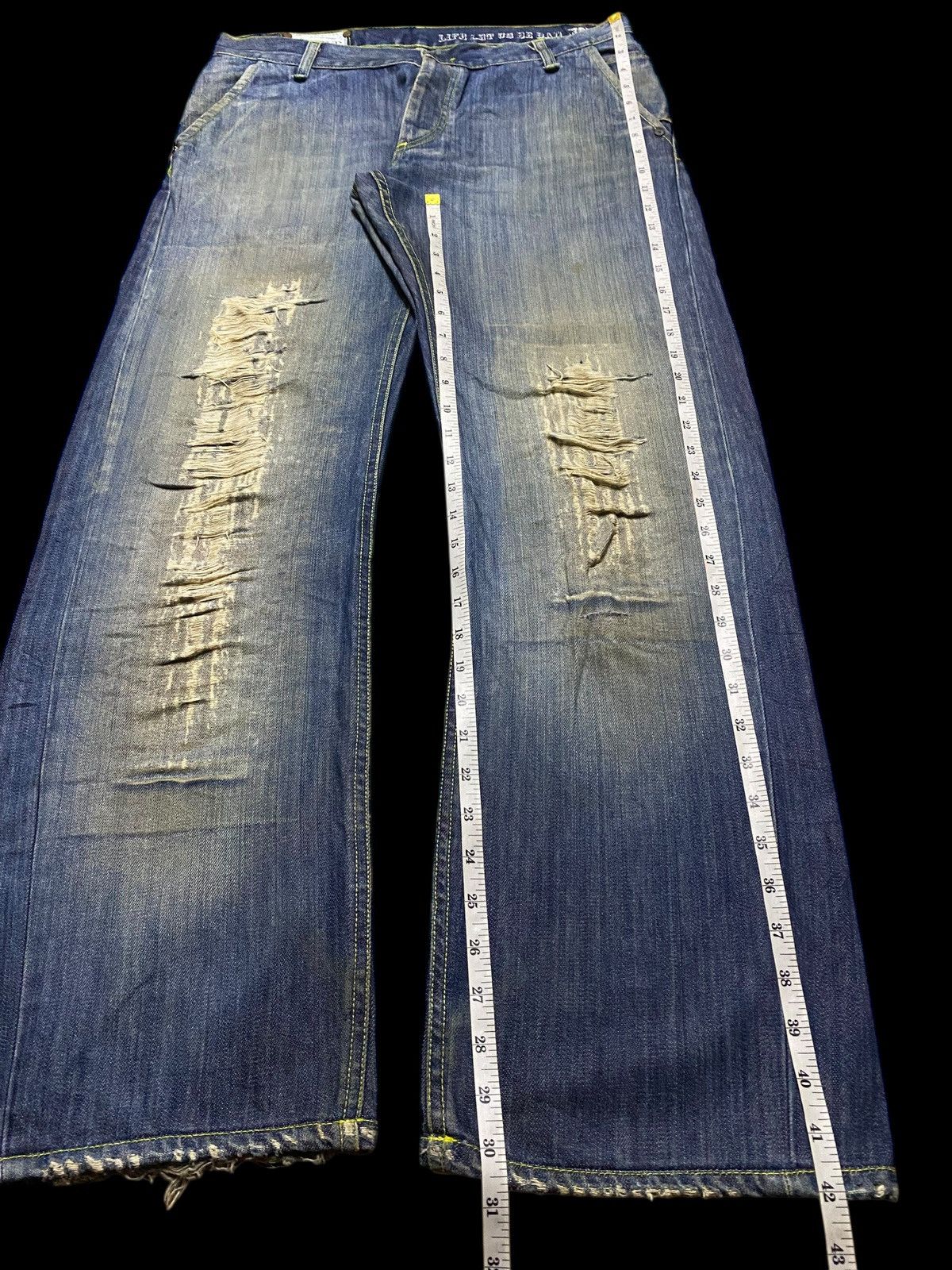 Kapital Dondup Distressed Wide Leg Jeans Vintage Washed Denim Size US 34 / EU 50 - 20 Thumbnail