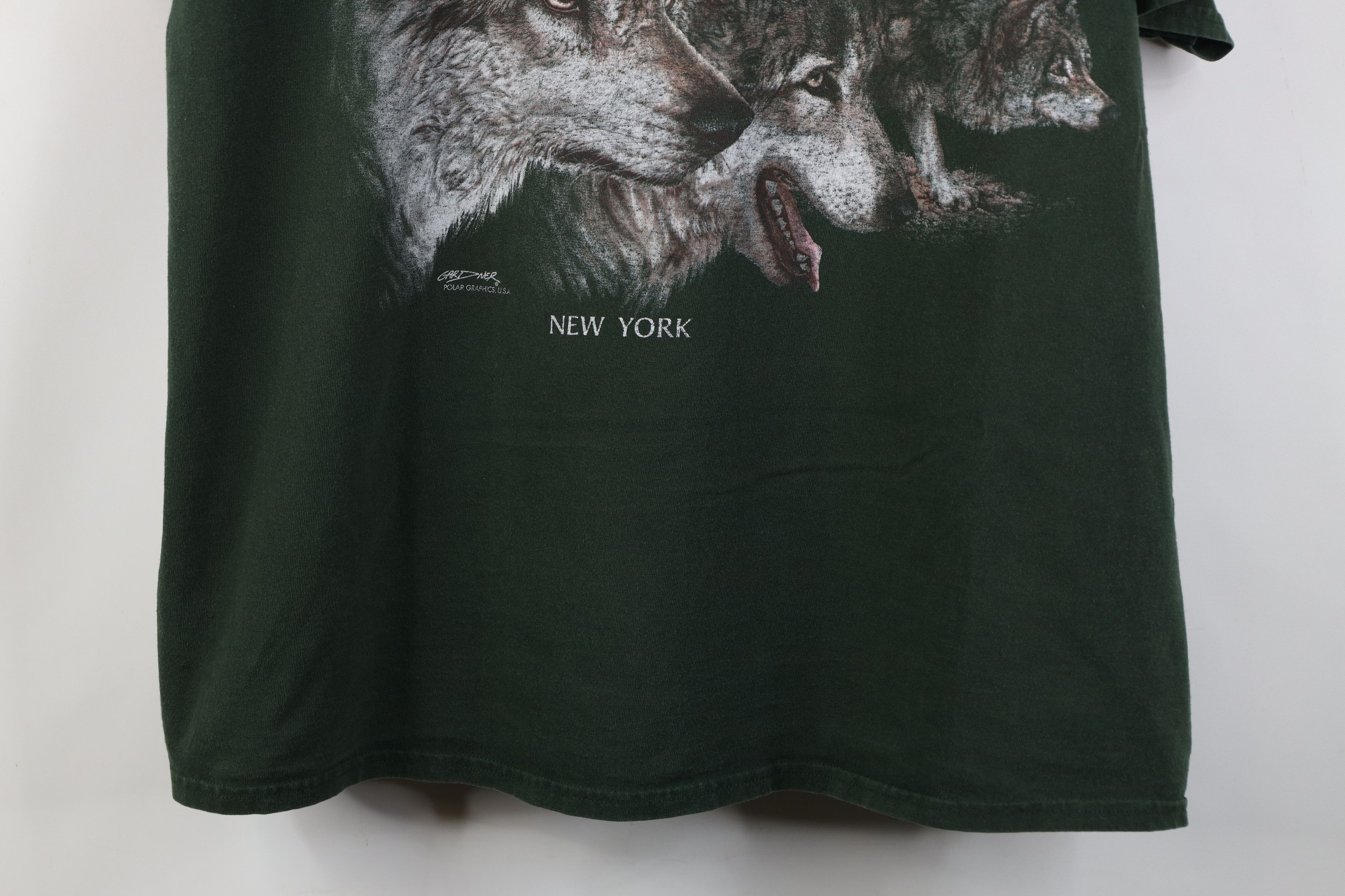 Vintage Vintage 90s Streetwear Nature Wolf Pack T-Shirt Green Size US XXL / EU 58 / 5 - 3 Thumbnail