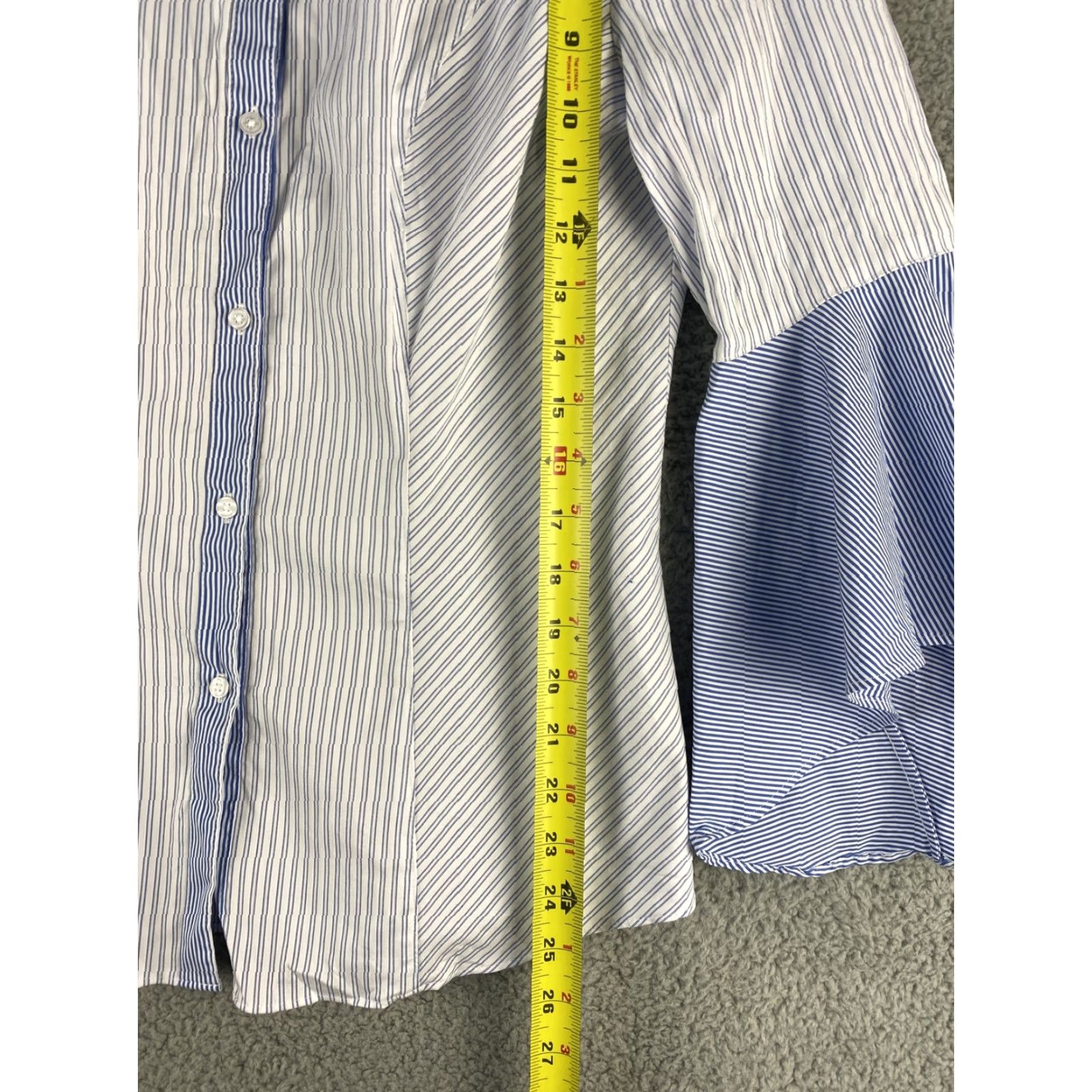 White House Black Market White House Black Market Women's Shirt Size 8 Collared Button-Up Long Sleeve Cotton Nylon Spandex Blue White Stripes Business Wear Size M / US 6-8 / IT 42-44 - 7 Thumbnail