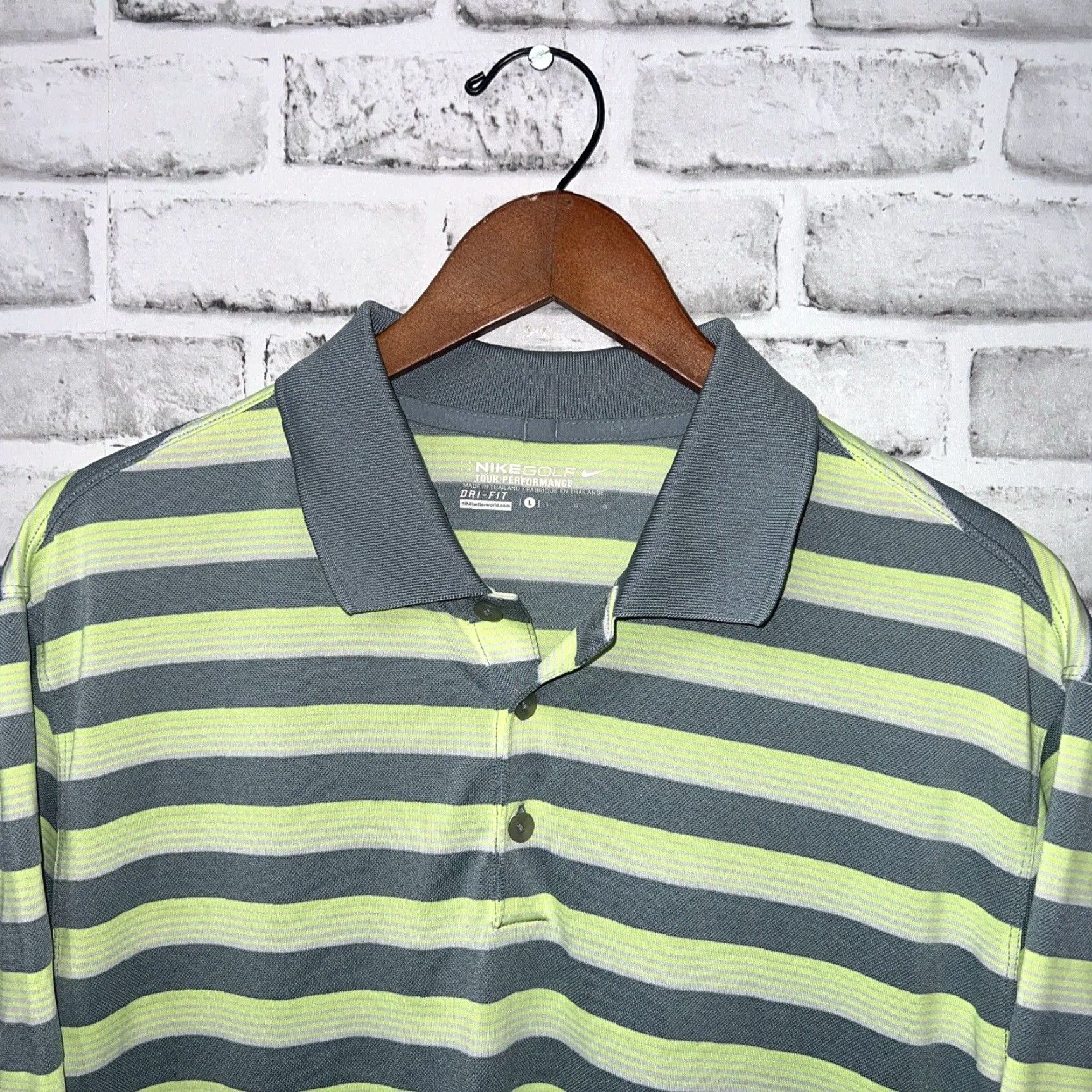 Nike Nike Golf Tour Performance Green Striped Polo Shirt Mens Size L Size US L / EU 52-54 / 3 - 2 Thumbnail