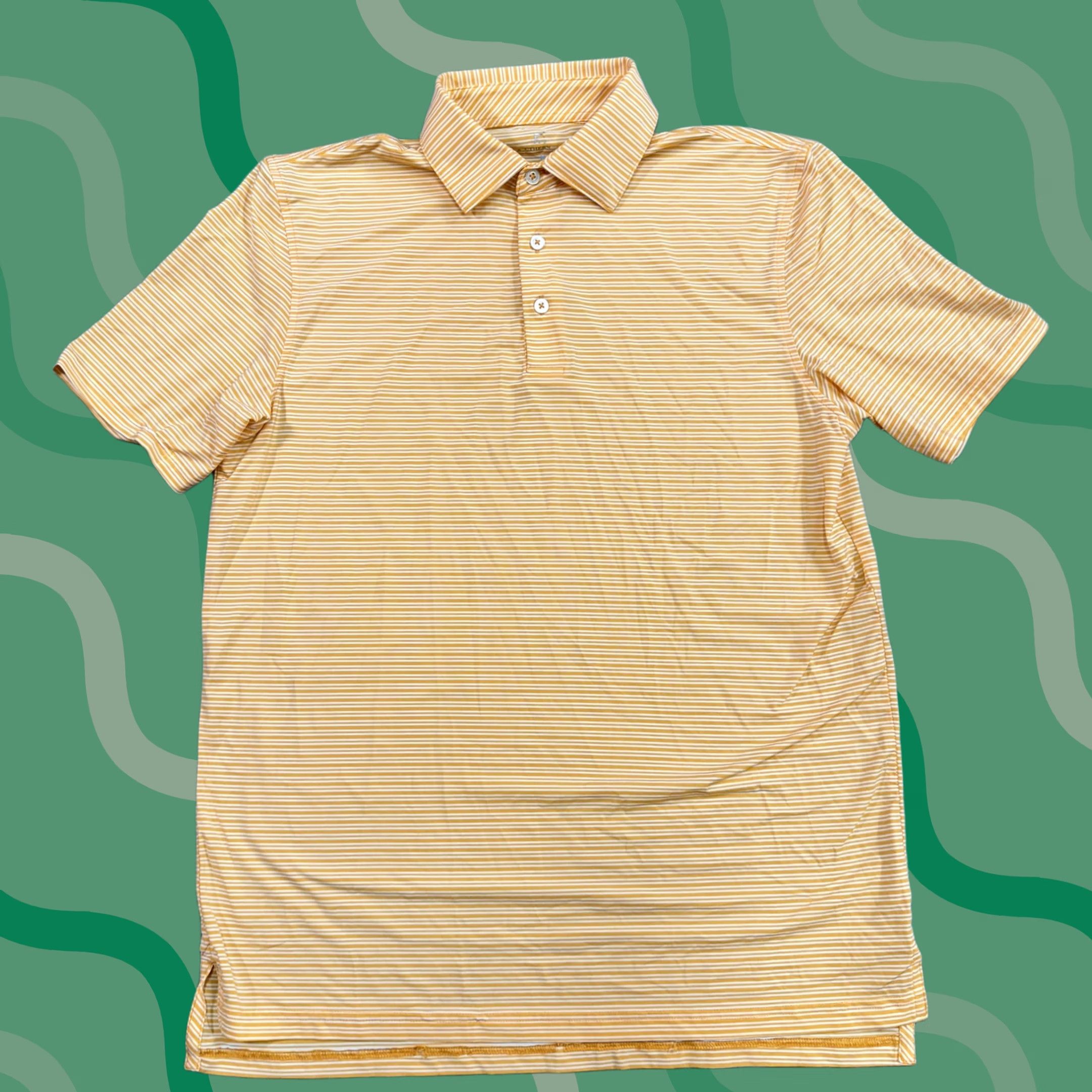 Peter Millar Southern Tide polo Shirt Mens M Orange White Stripe Golf brrr Performance Size US M / EU 48-50 / 2 - 1 Thumbnail