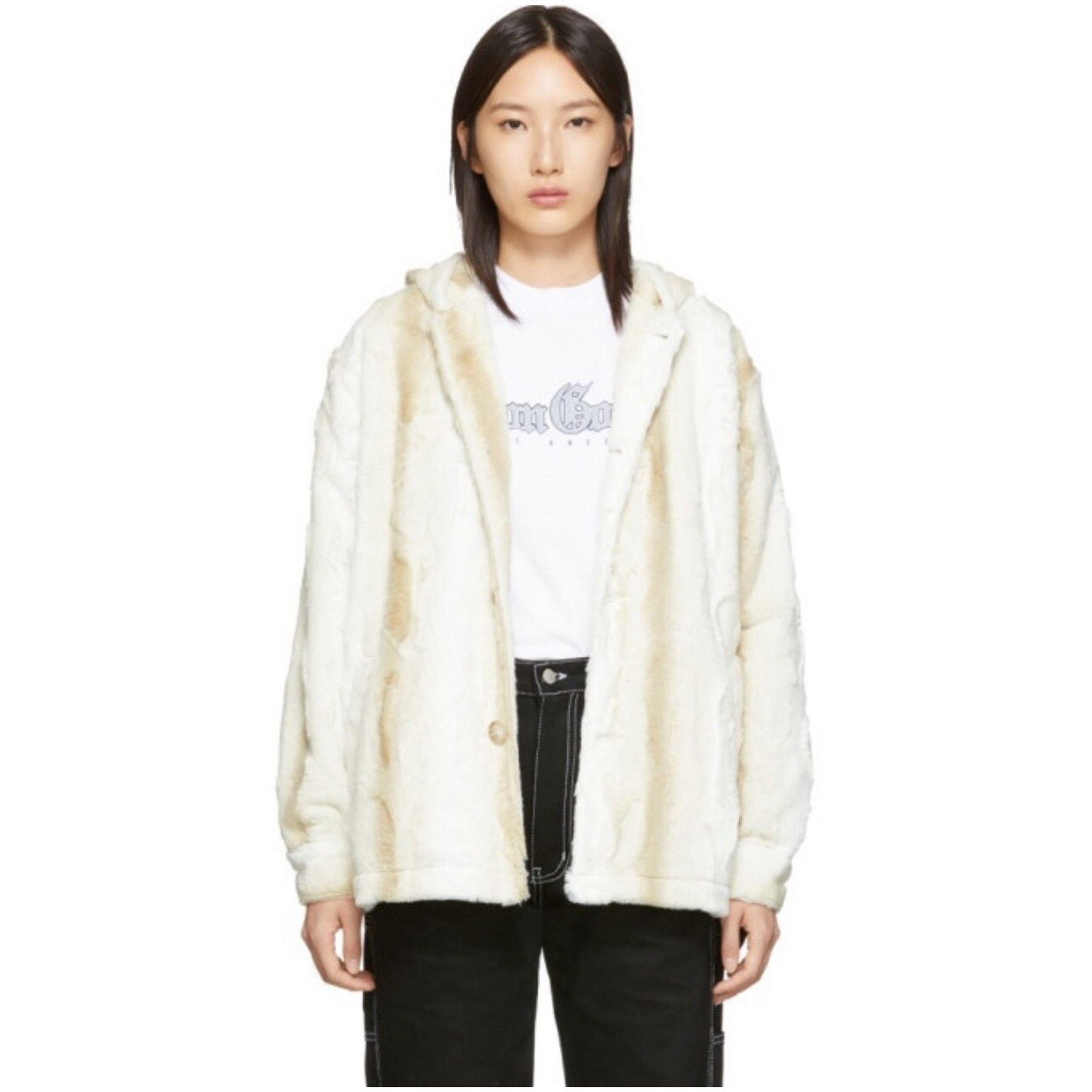 Noon Goons NOON GOONS FUR HOODED JACKET IN NEUTRALS Size XS Unisex Size XS / US 0-2 / IT 36-38 - 2 Thumbnail