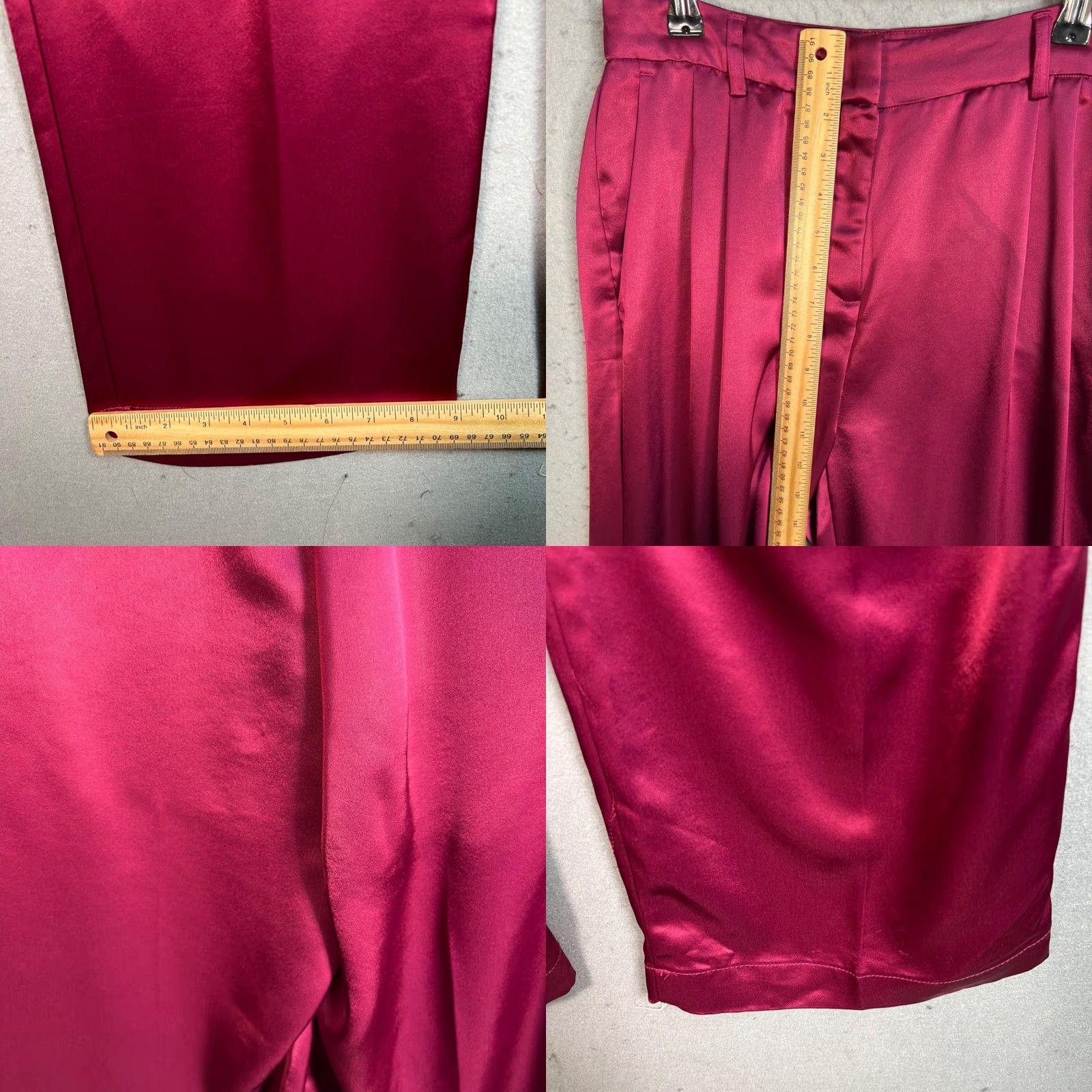 House of Harlow VINTAGE House of Harlow 1960 Womens Pants Burgundy Satin Wide-Leg Adult Womens 2 Dress Pants with Pockets Size 26" / US 2 / IT 38 - 8 Thumbnail
