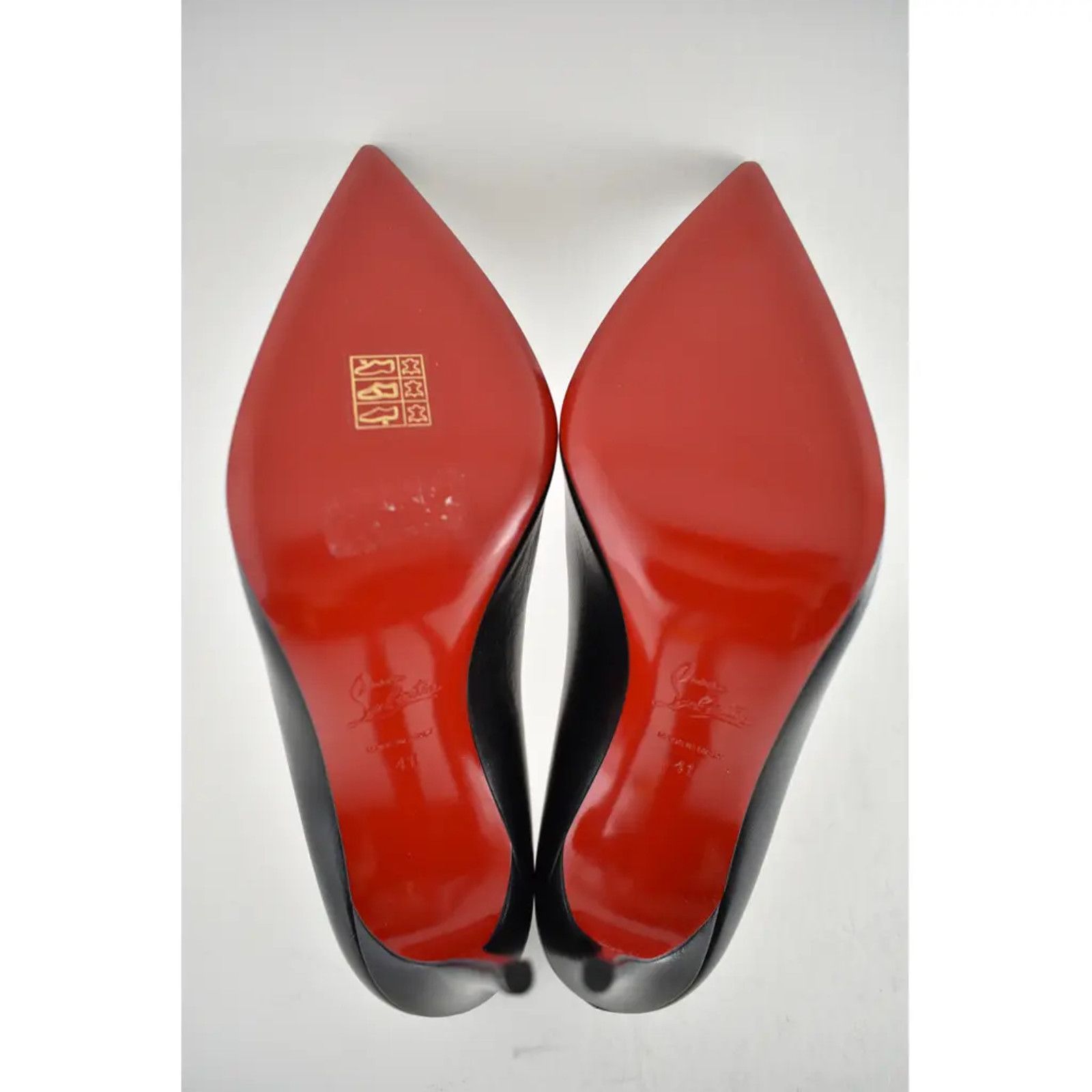 Christian Louboutin Kate 100 Black Leather Loubi Red Lining Pointed Heel Pump 41 Size US 11 / IT 41 - 11 Thumbnail