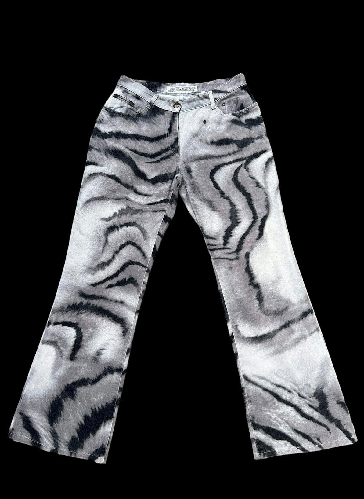 Krizia Uomo Vintage 90s KRIZIA JEANS Tiger Camouflage Women Flare Jeans Size 27" / US 4 / IT 40 - 1 Thumbnail