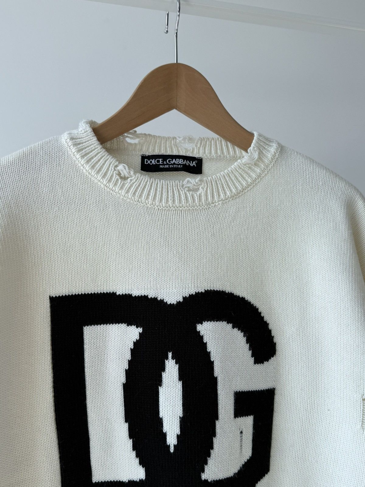 Dolce & Gabbana Dolce & Gabbana Big Logo Distressed Knit Sweater Size US M / EU 48-50 / 2 - 3 Thumbnail