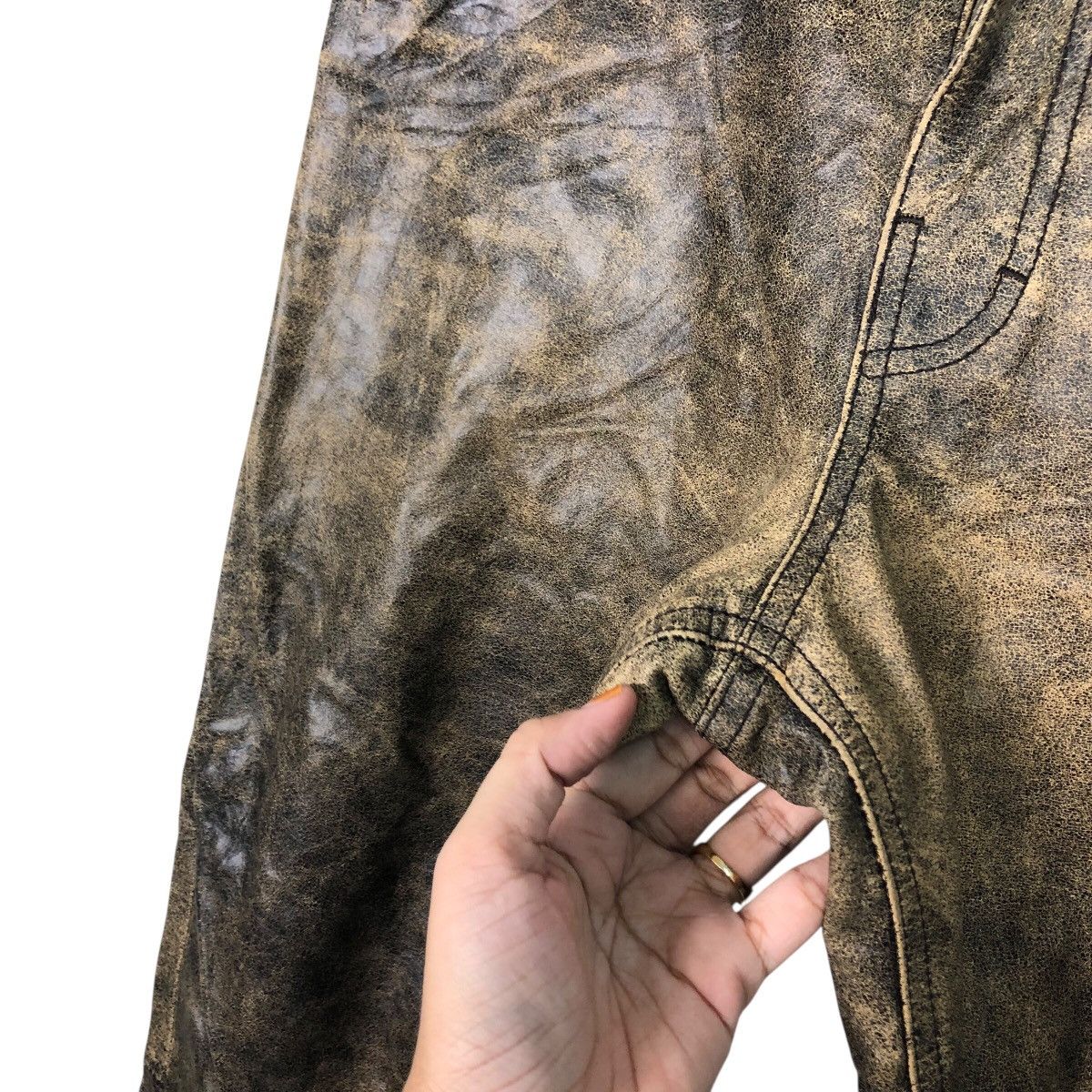 Japanese Brand 📌Vintage Biker Racing Leather Pants Dual Issey Miyake Size US 32 / EU 48 - 14 Thumbnail