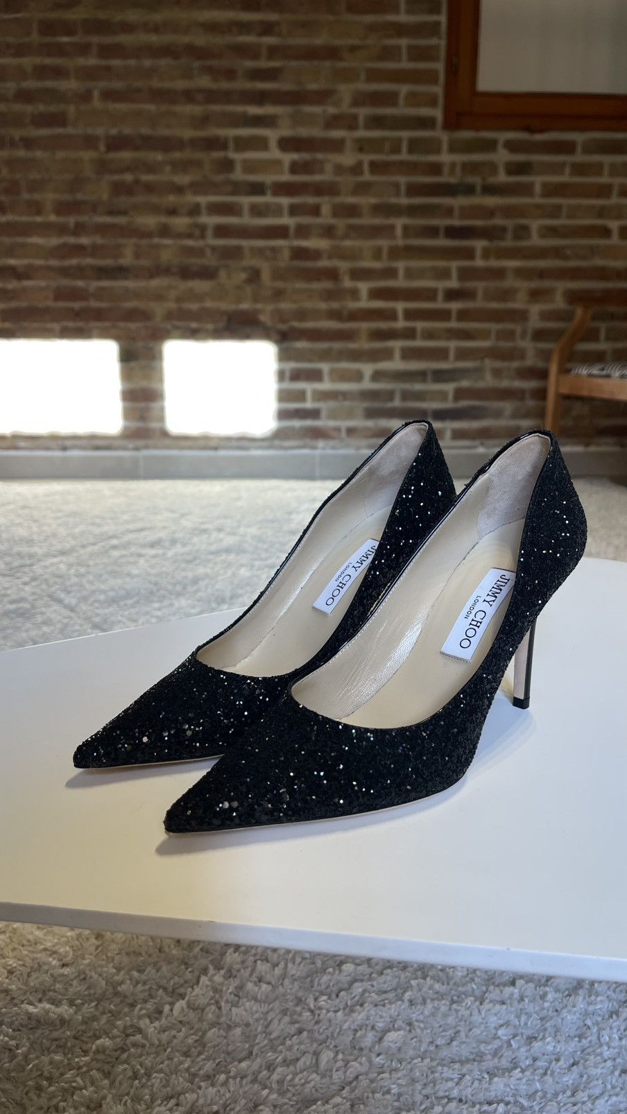 Jimmy Choo Jimmy Choo Black Glitter Pumps Size 39 Size US 9 / IT 39 - 10 Thumbnail
