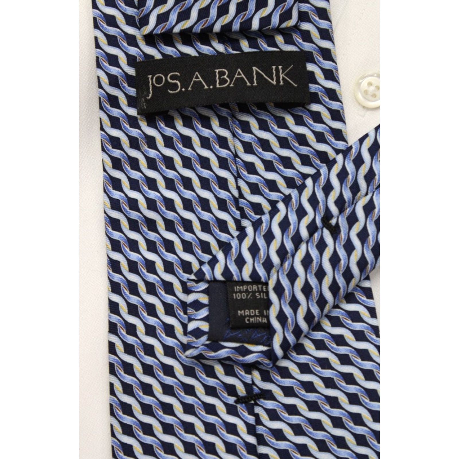 Jos. A. Bank Jos A Bank Silk Necktie Men's Blue Stripes Diagonal Ropes Wavy Preppy Designer Size ONE SIZE - 5 Thumbnail