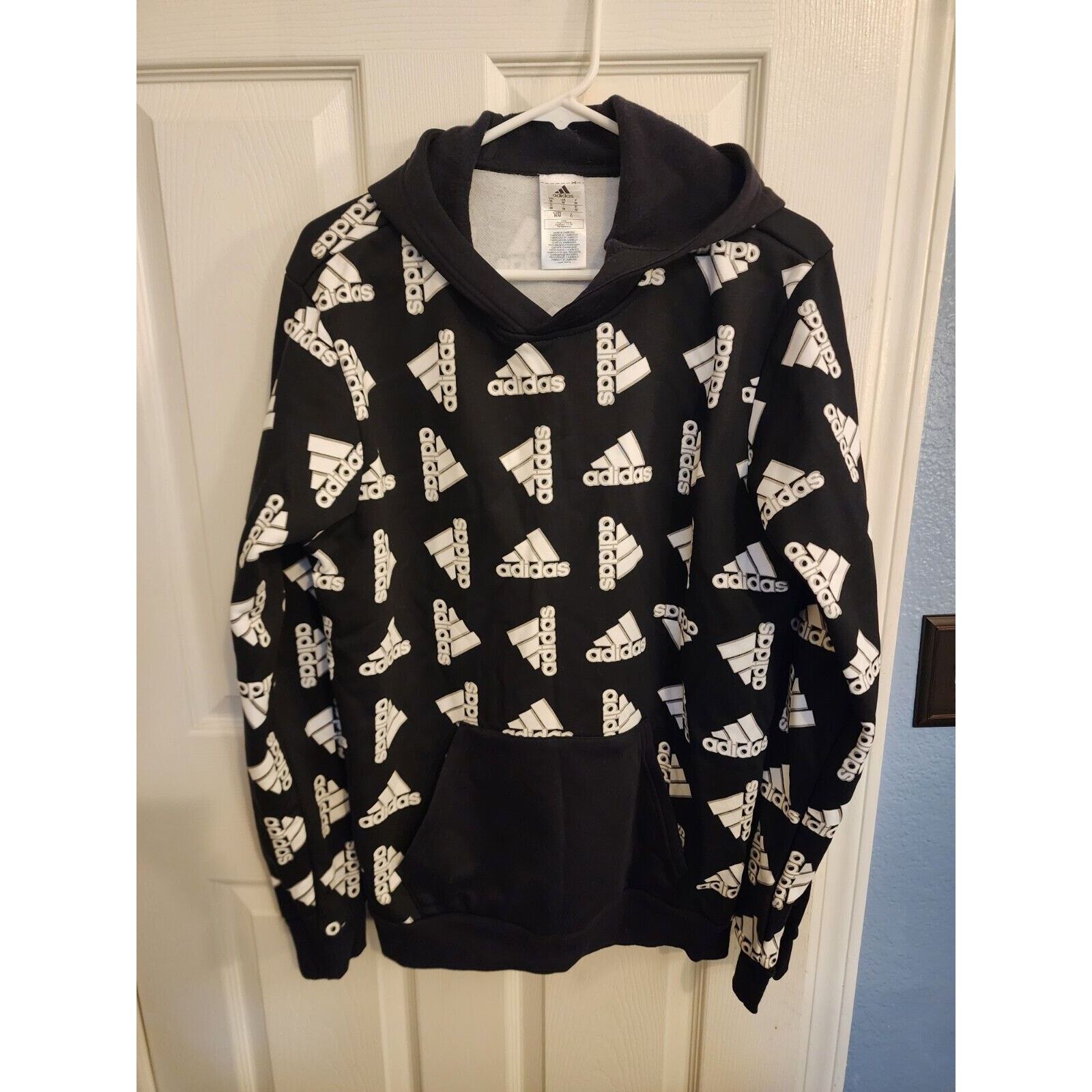 Adidas Adidas Hoodie Mens M Black Pullover Sweatshirt All Over Logo Size US M / EU 48-50 / 2 - 1 Thumbnail