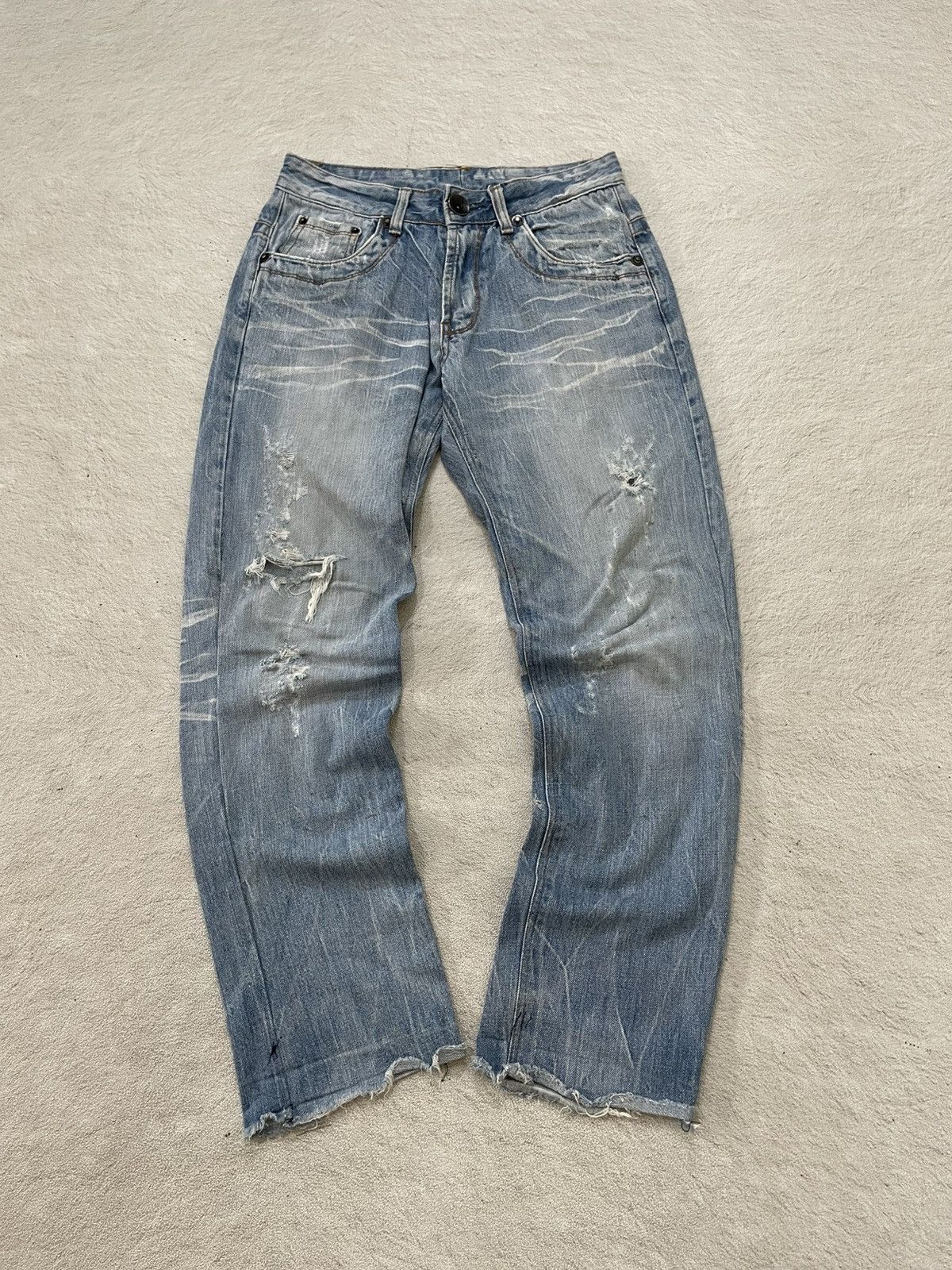 Japanese Brand 2000s Diesel Heavy Distressed Washed Ripped Jeans Y2K Japan Size US 28 / EU 44 - 1 Thumbnail