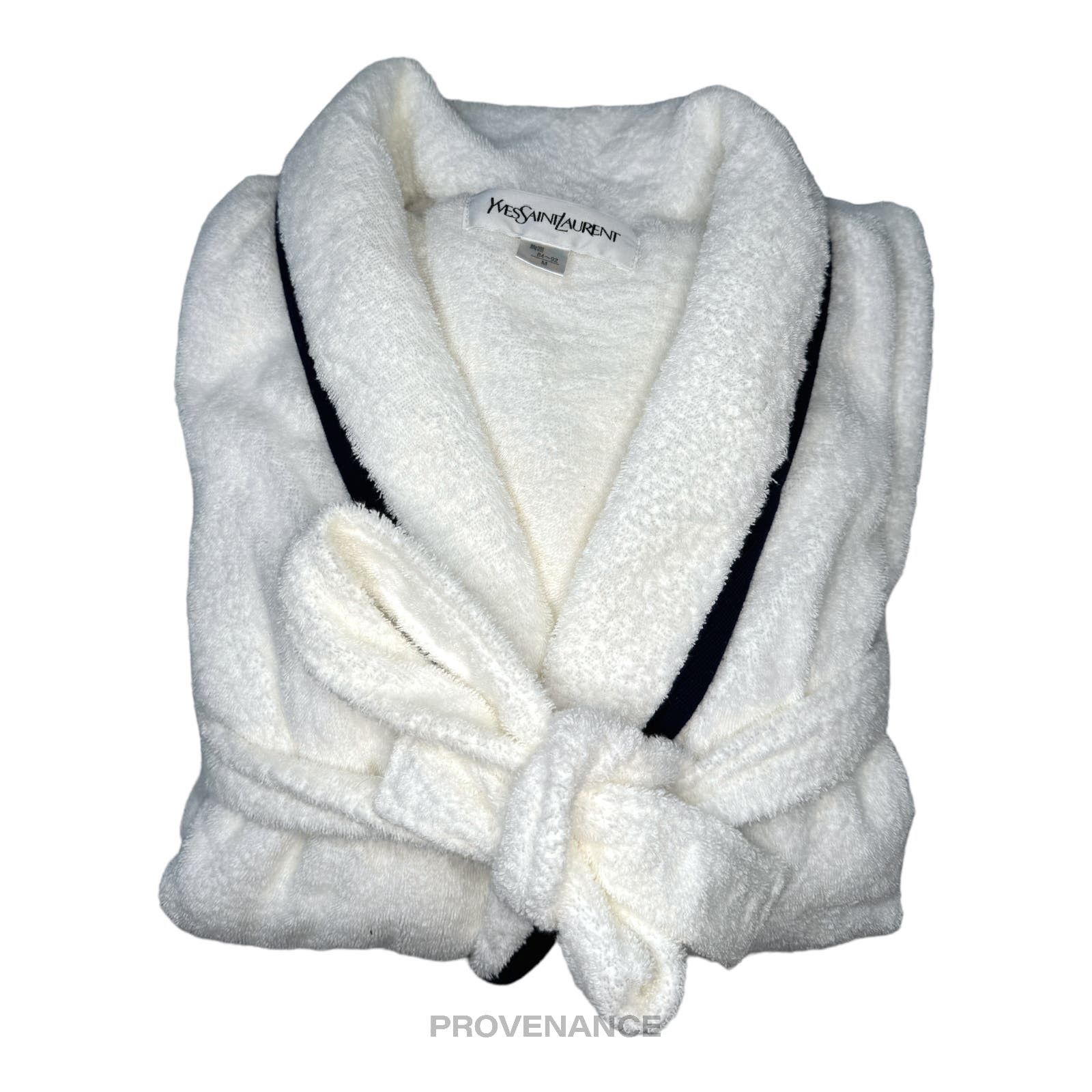 image of YVES Saint Laurent YSL Logo Robe - White French Terry, Men's (Size 30)