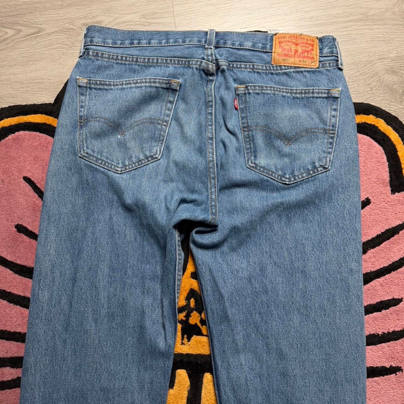 Levi's Levi’s Strauss 505 Regular Fit Straight Leg Distressed Jeans Size US 34 / EU 50 - 8 Thumbnail