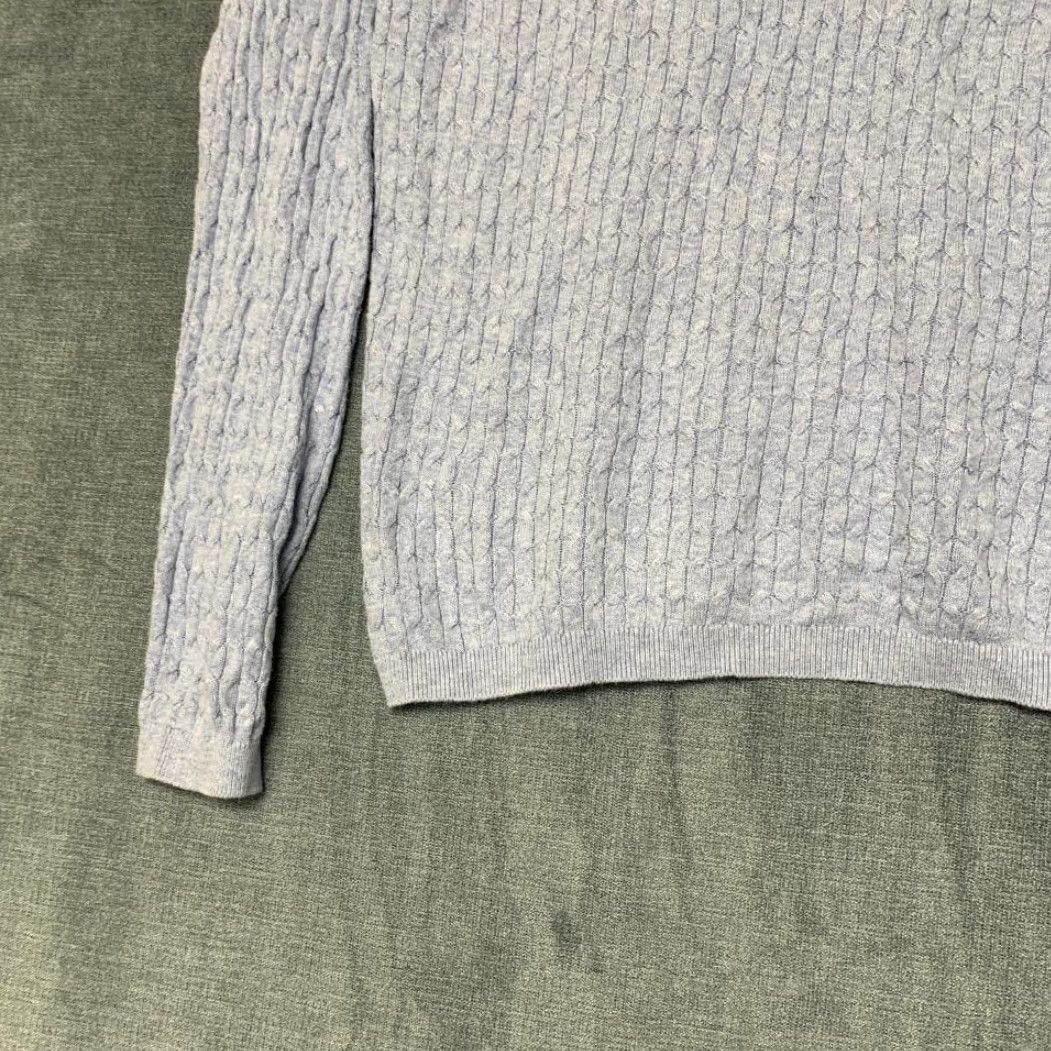 Tommy Hilfiger Tommy Hilfiger Sweater Womens Medium Light Lavender Cable Knit Cotton V-Neck Size M / US 6-8 / IT 42-44 - 3 Thumbnail