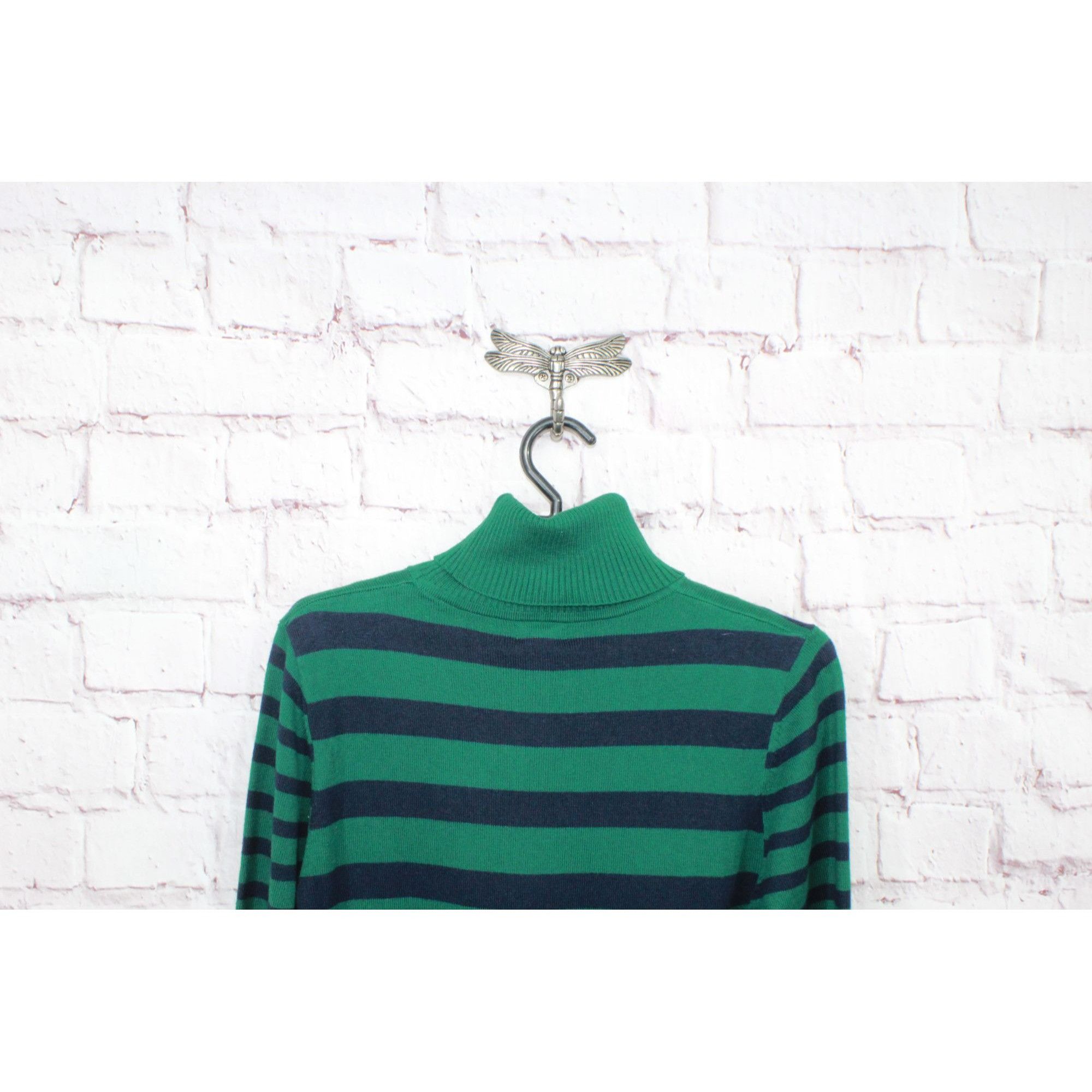 L.L. Bean LL Bean Women's Cotton Cashmere Sweater Turtleneck Stripe Size S / US 4 / IT 40 - 4 Thumbnail