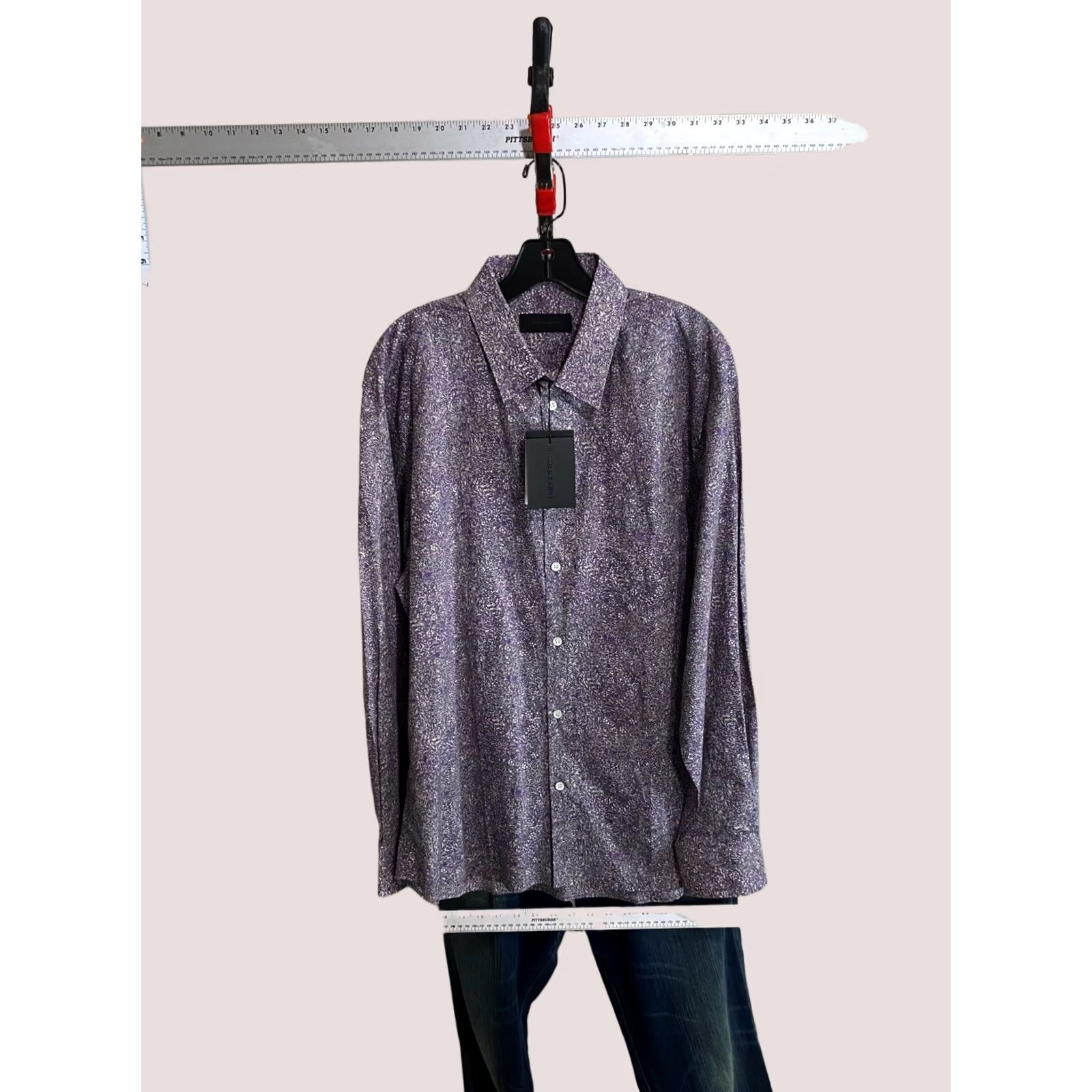 Nicole Farhi Nicole Farhi Shirt XL Long Sleeve Plum Floral NWT Mens 17.5 x 35/36 Extra Large Button-Up Size US XL / EU 56 / 4 - 1 Thumbnail