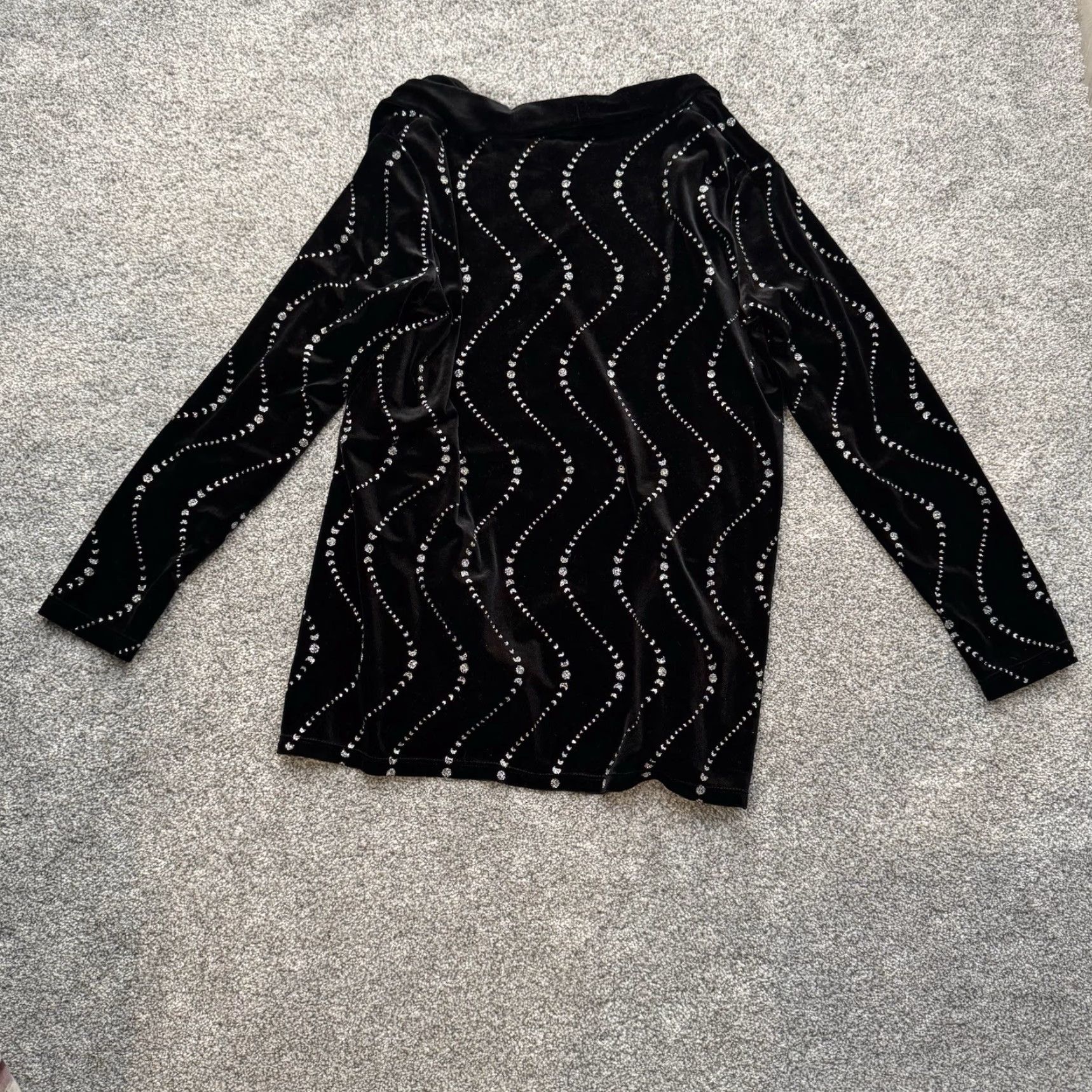 Vintage Notations Velour Open Front Jacket Cardigan S Black Glitter Moon Whimsigoth Witchy Womens Size S / US 4 / IT 40 - 5 Thumbnail