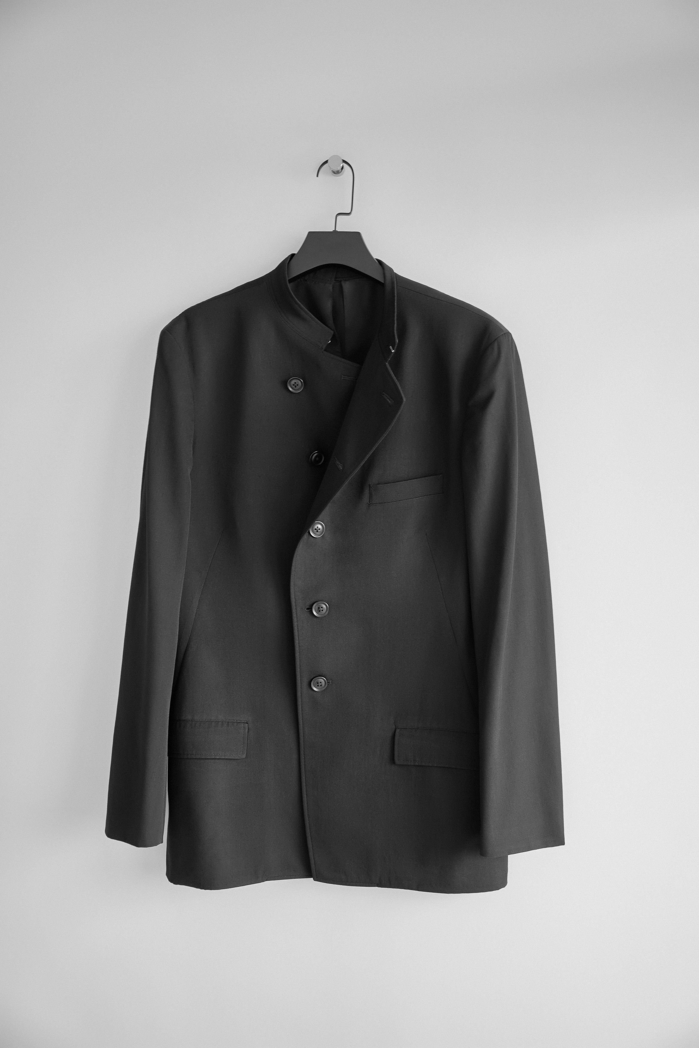 ジャケット・アウター No Collar Jacket Wrinkled Gabardine Y's for men SHAVED CLOTH JACKET / WRINKLED GABARDINE (BLACK