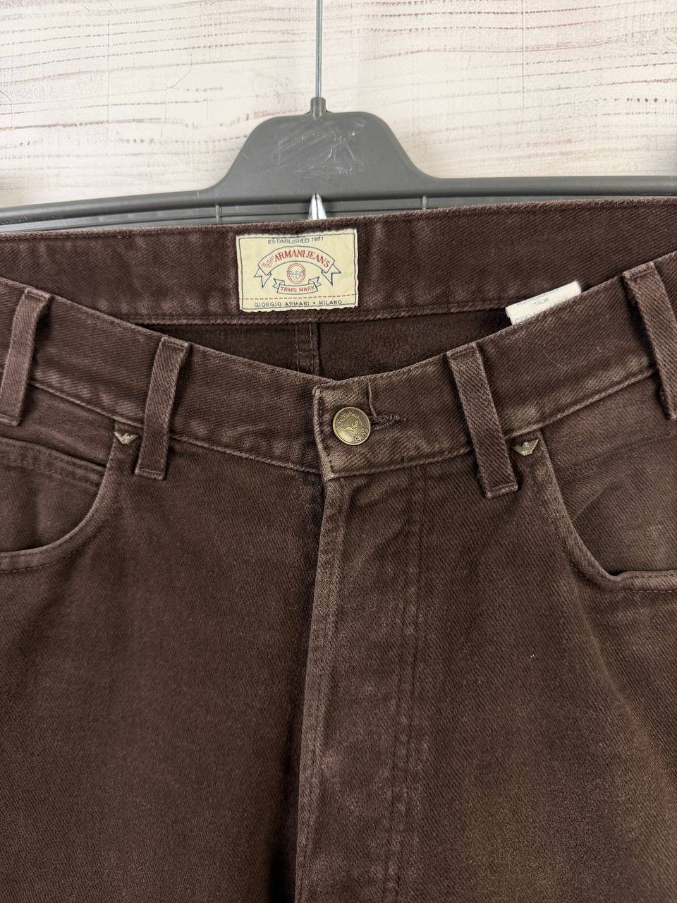 Armani ARMANI Pants Trousers Vintage Jeans Brown 90s Size US 31 - 5 Thumbnail