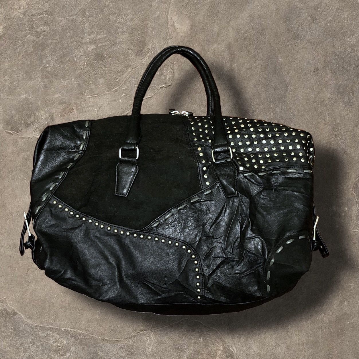Tornado Mart 00s Tornado Mart Studded Patchwork Duffle Bag Size 46 - 1 Thumbnail