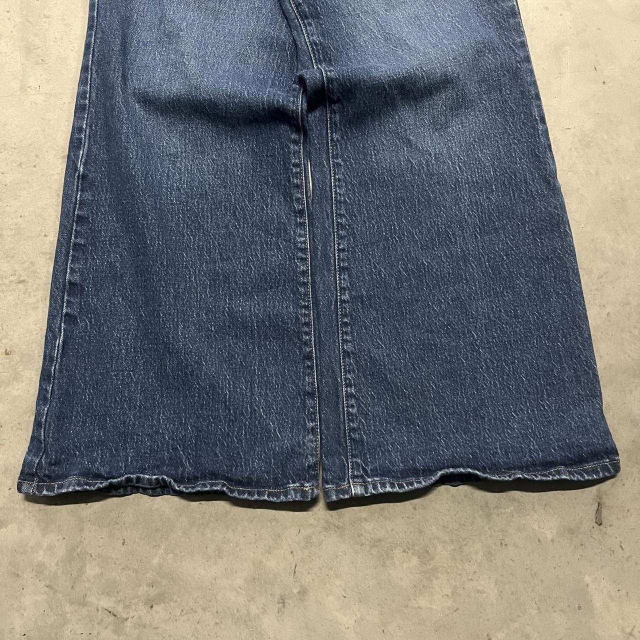 Japanese Brand × Vintage Vintage Y2K High Rise Flared Dark Blue Wash Denim Jeans! Size US 38 / EU 54 - 4 Thumbnail