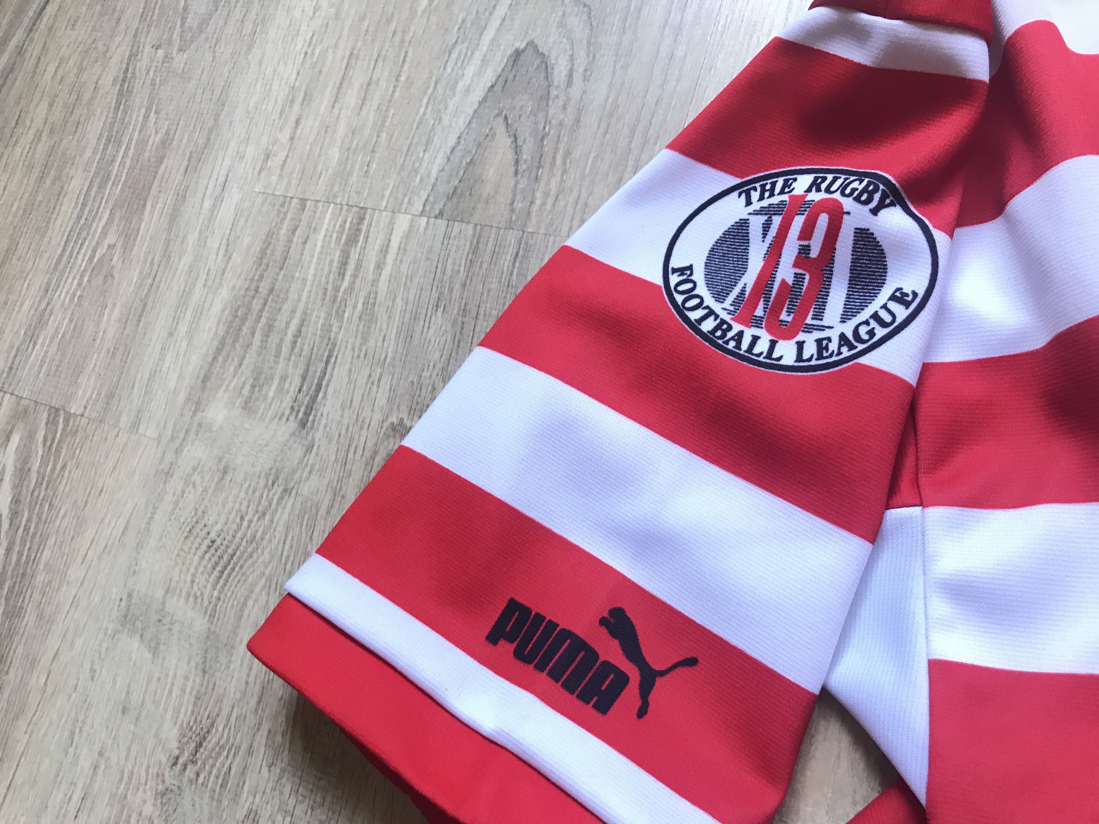 Puma × Vintage Puma Wigan 1995 Rugby Centenary Striped Jersey Size US XL / EU 56 / 4 - 10 Thumbnail