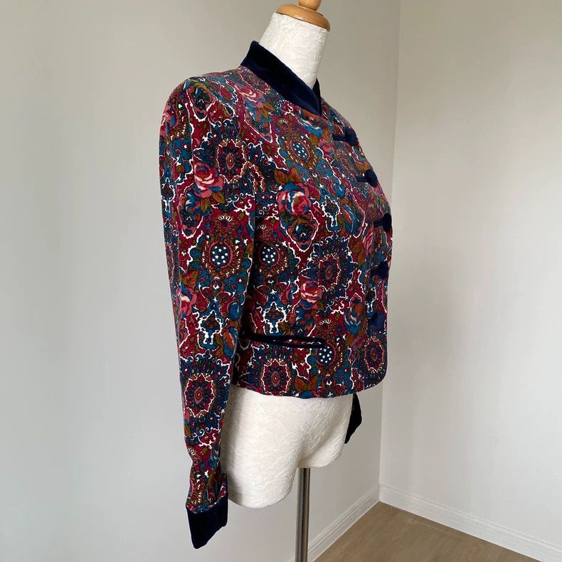 Kenzo KENZO Vintage blue velvet patchwork paisley long-sleeve su Size XS / US 0-2 / IT 36-38 - 5 Thumbnail
