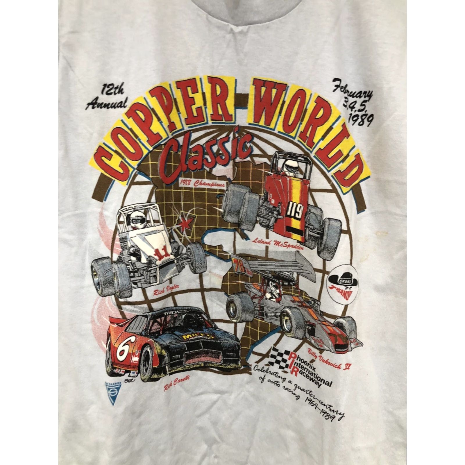 Vintage VINTAGE 1989 12th Copper World Classic PIR Skoal Bandit T Shirt M Racing Cars Shirts Cars Mens Grau? Size US M / EU 48-50 / 2 - 2 Thumbnail