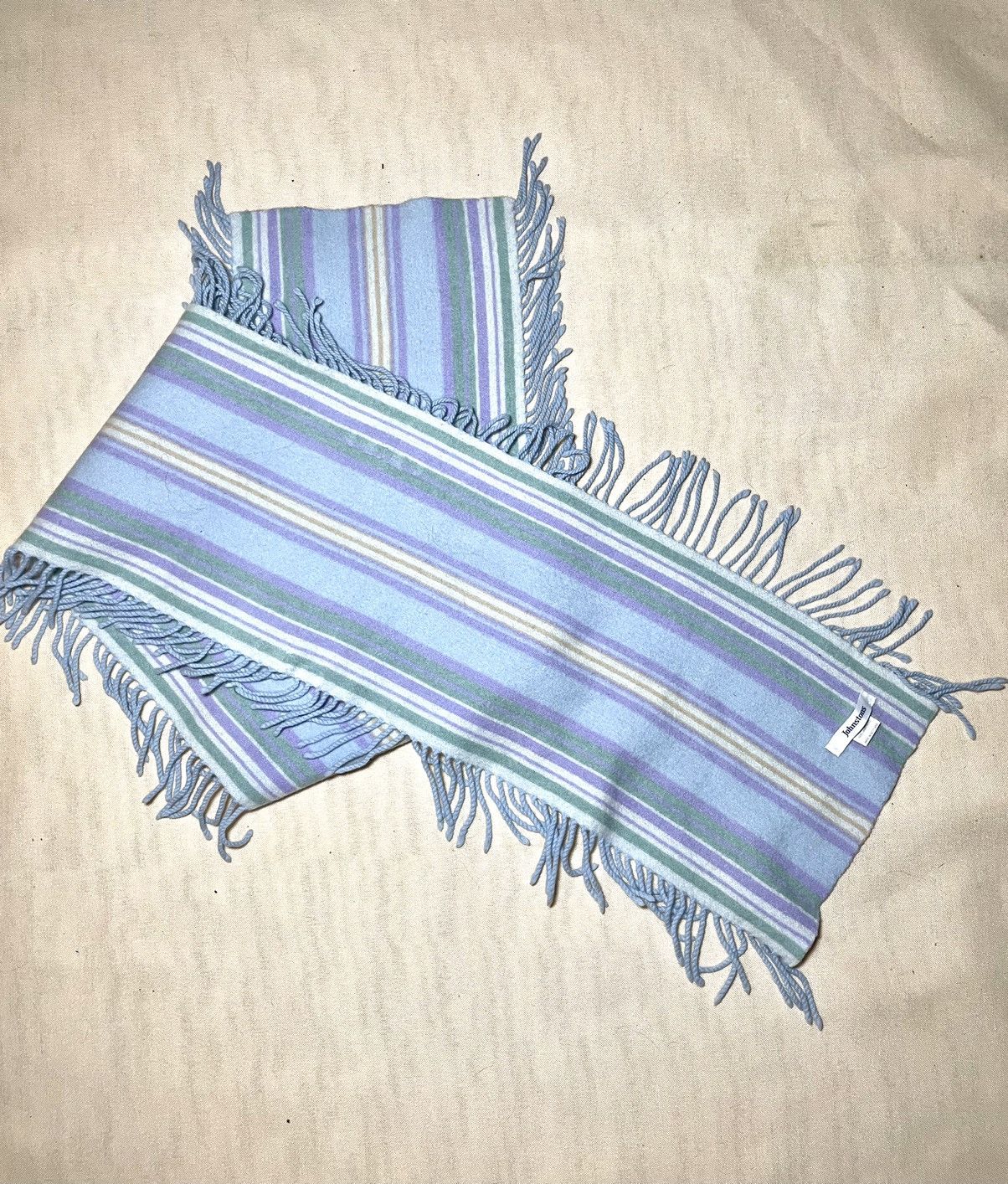 Johnstons Of Elgin Johnstons stripped blue wool scarf Size ONE SIZE - 7 Thumbnail