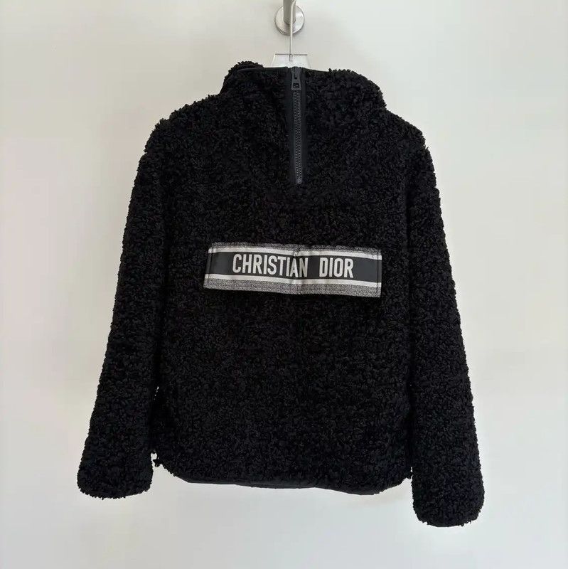Dior Dior Black Embroidered Winter Long Sleeve Sweatshirt 0089 Size L / US 10 / IT 46 - 1 Thumbnail