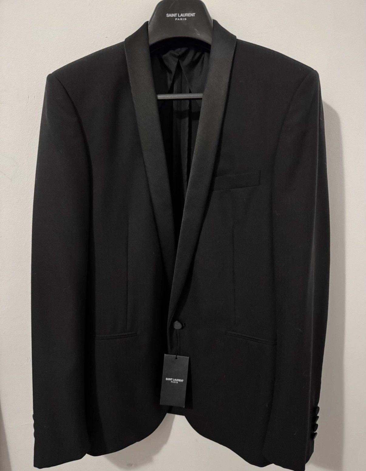 Saint Laurent Paris SLP 18SS Satin Shawl Collar Tone-on-Tone Le Smoking Blazer Size US M / EU 48-50 / 2 - 1 Thumbnail