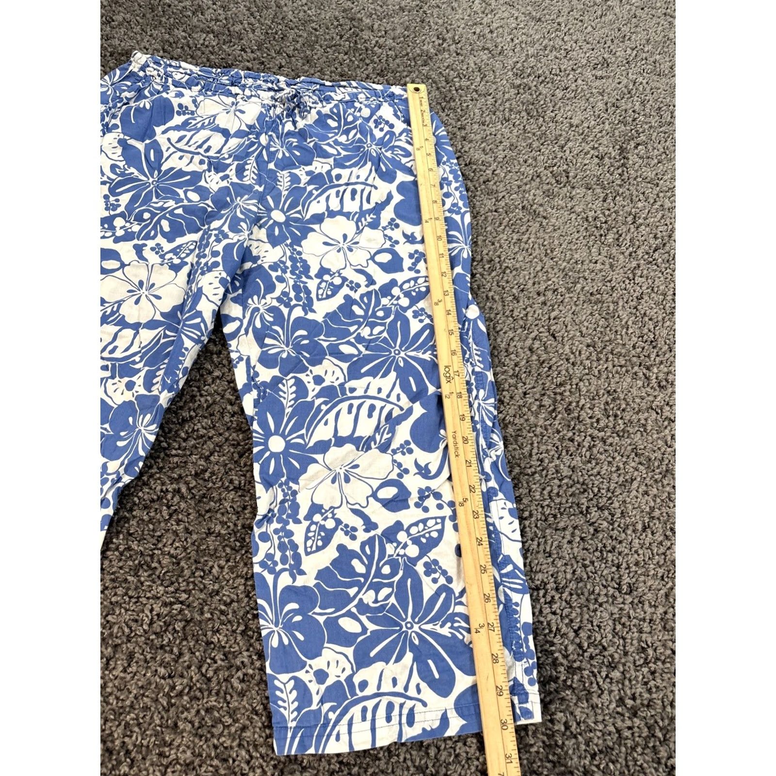 Victoria's Secret VINTAGE Victoria's Secret Capri Pants Womens M Blue Floral 90s Baggy/Loose Fit Size 32" / US 10 / IT 46 - 2 Thumbnail