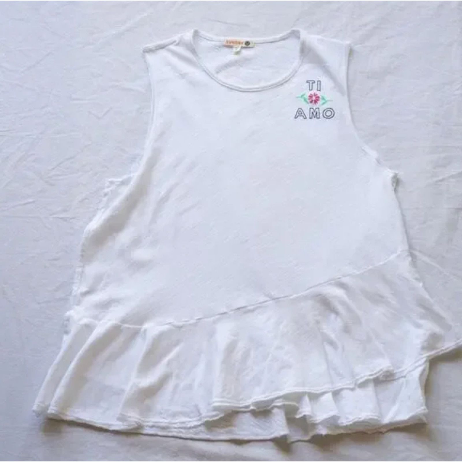 Sundry Sundry Ti Amo Graphic Peplum Tier Front Ruffle Tank Top 2 Size XS / US 0-2 / IT 36-38 - 8 Thumbnail